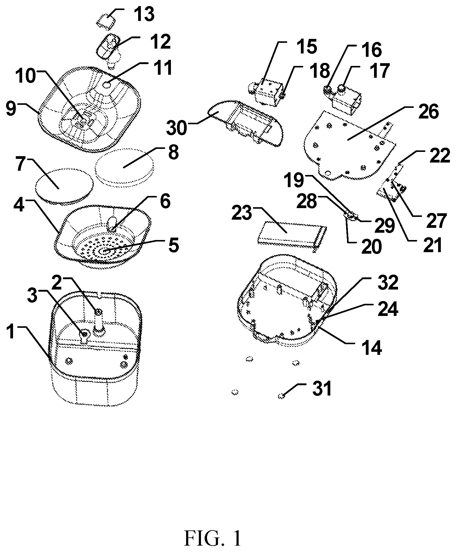 Patent US11793161 — Intelligent wireless all-directional automatic pet water fountain — Figure 1