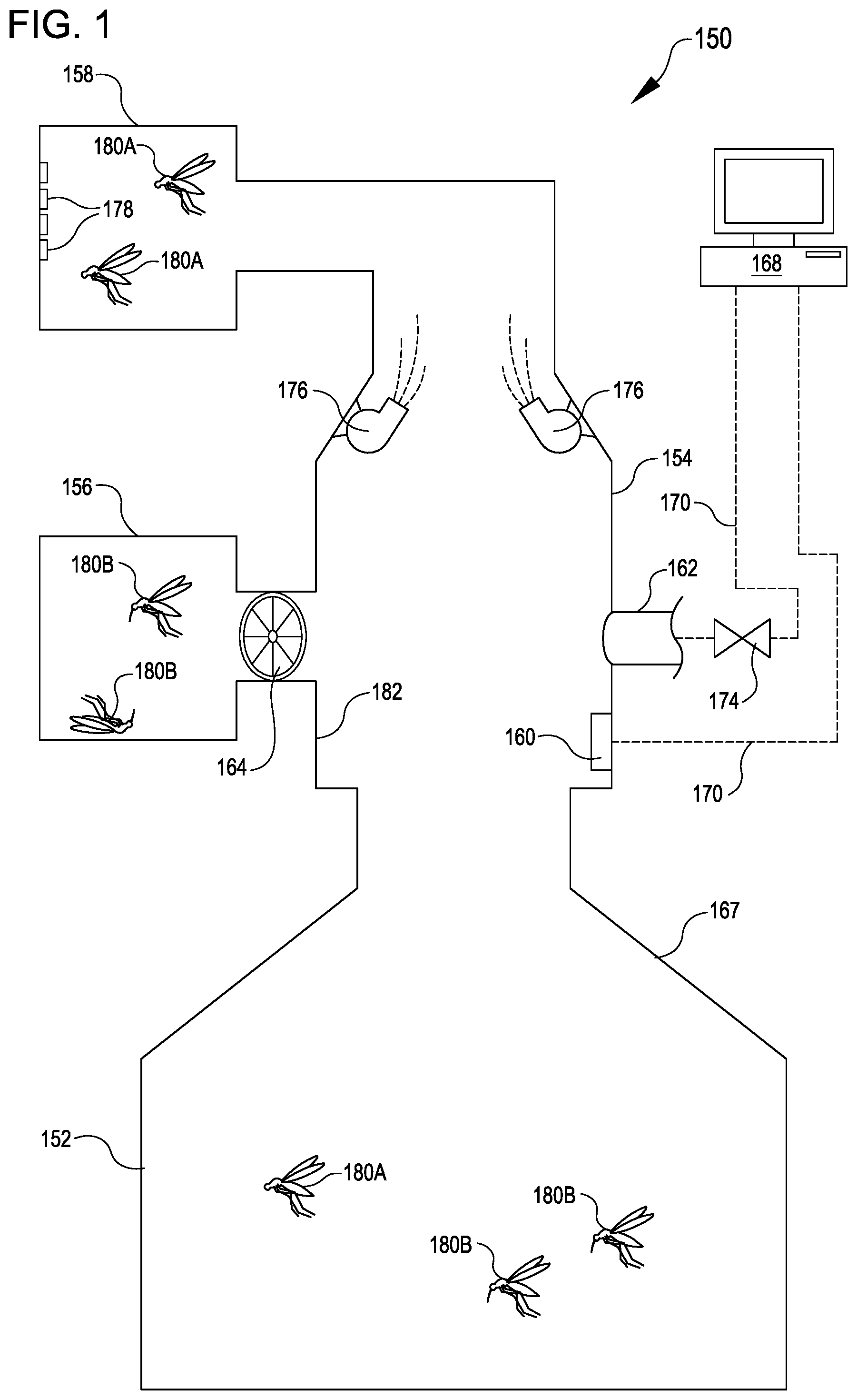 Patent US11793172 — Automated flying insect separator — Figure 1