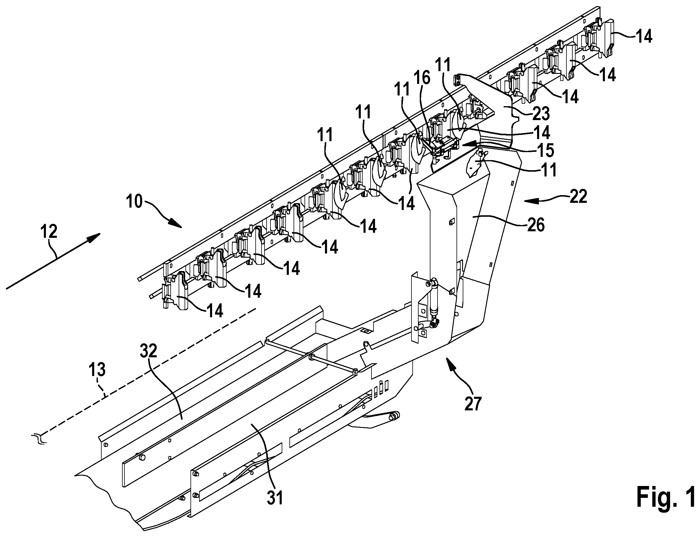Patent US11793207 — Apparatus and method for automatically recovering breast fillets from poultry carcasses or parts thereof — Figure 1