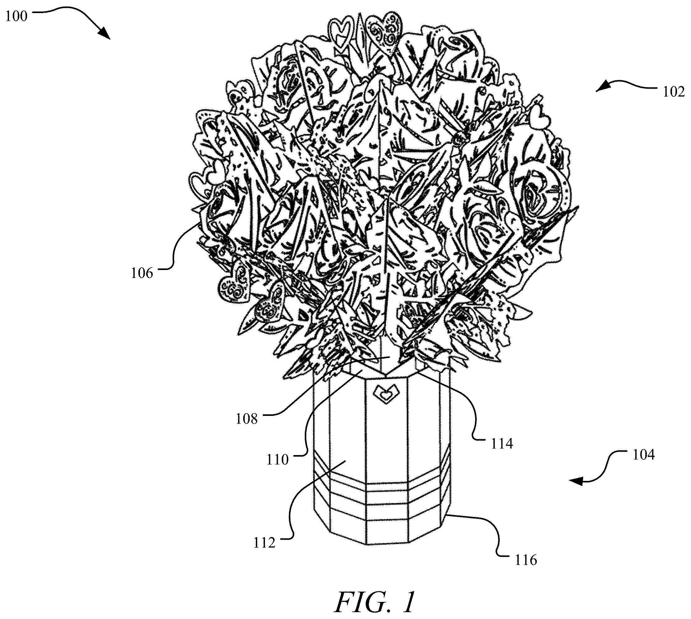 Patent US11793255 — Imitation flower bouquet system — Figure 1