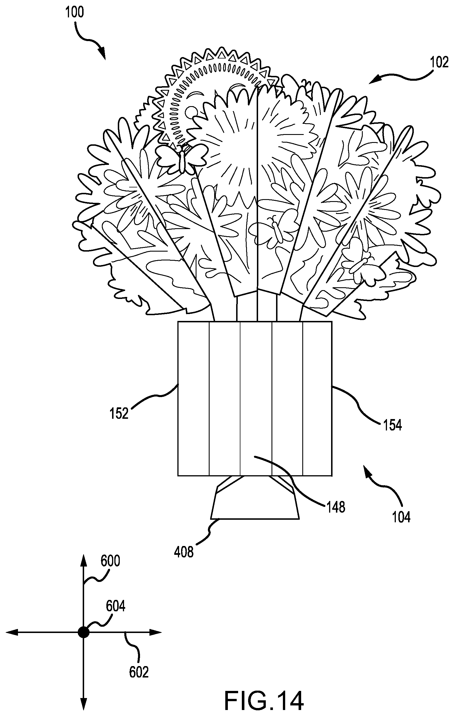 Patent US11793255 Figure 14 – Imitation flower bouquet system