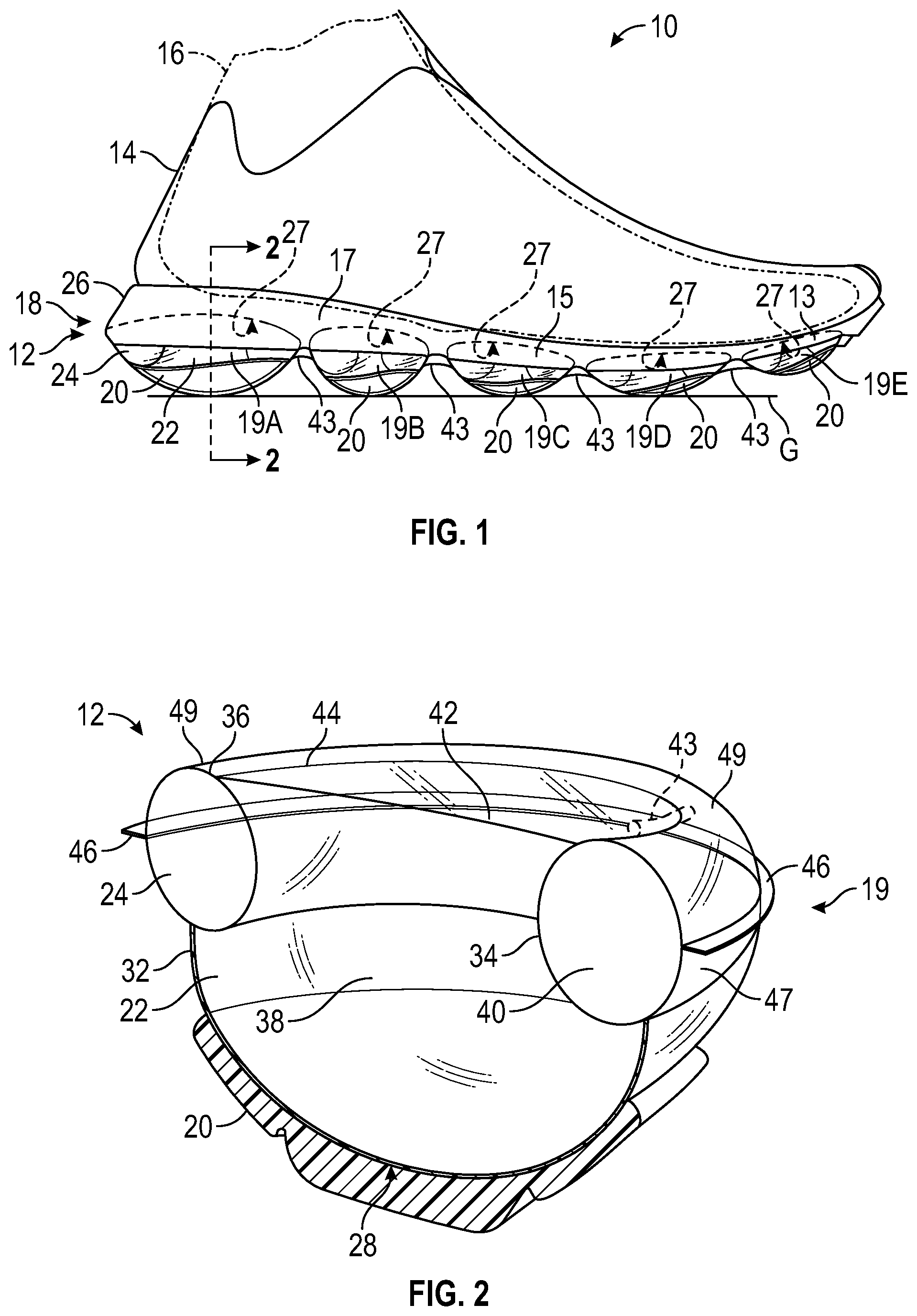 Patent US11793271 — Midsole system with graded response — Figure 1