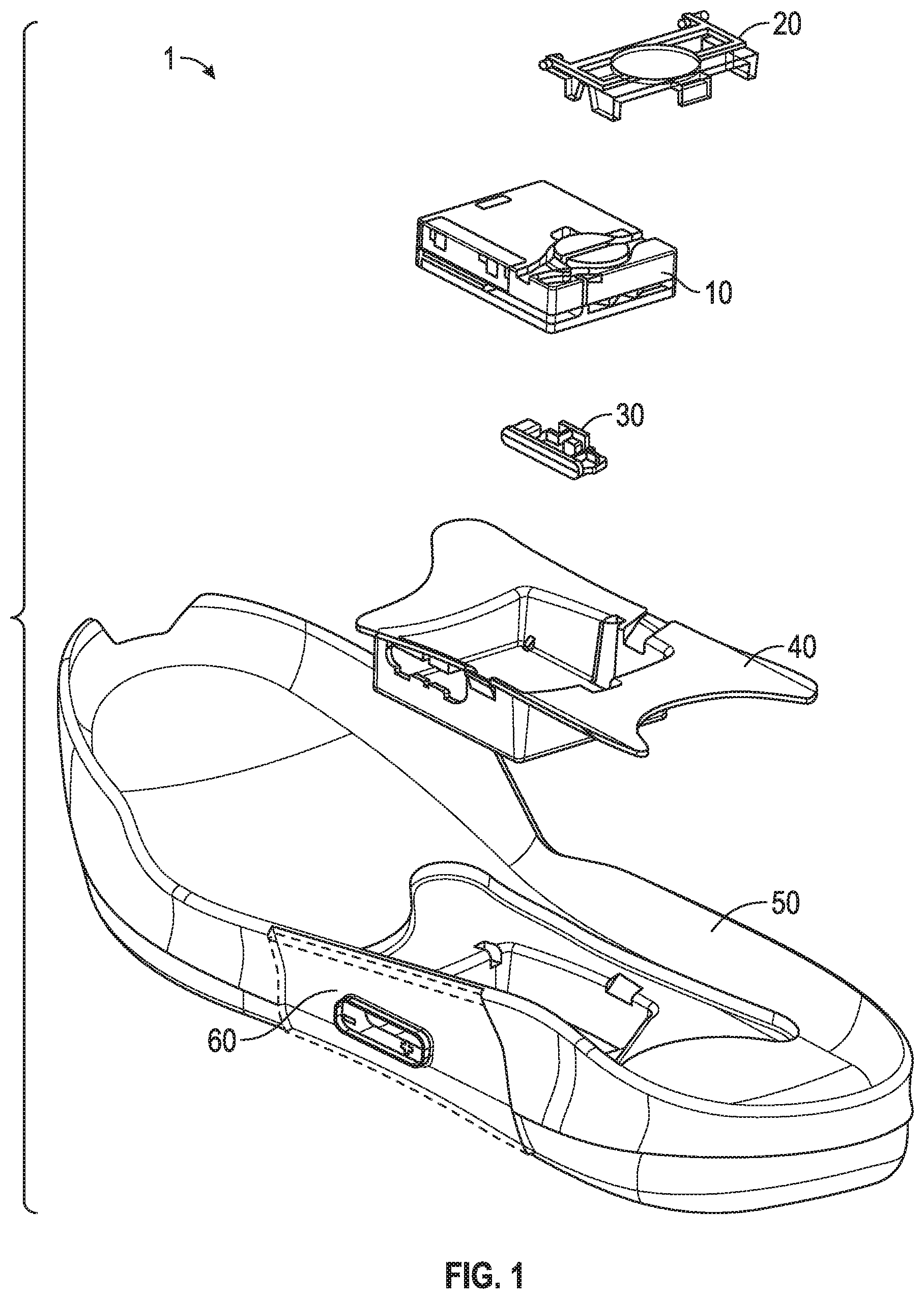 Patent US11793276 — Lacing engine support structures for automated footwear platform — Figure 1