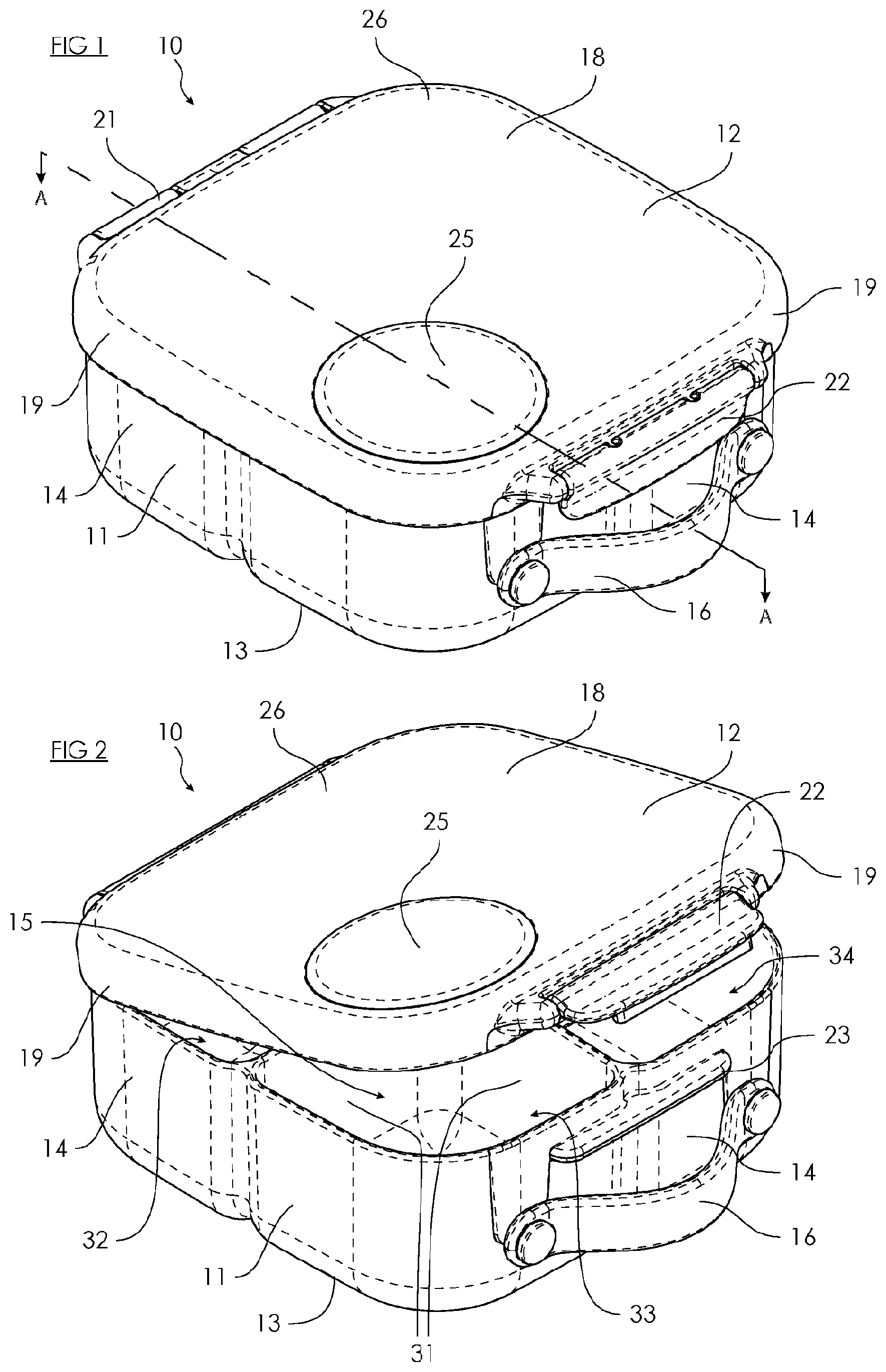 Patent US11793284 — Container for storing and transporting food items for later consumption — Figure 1