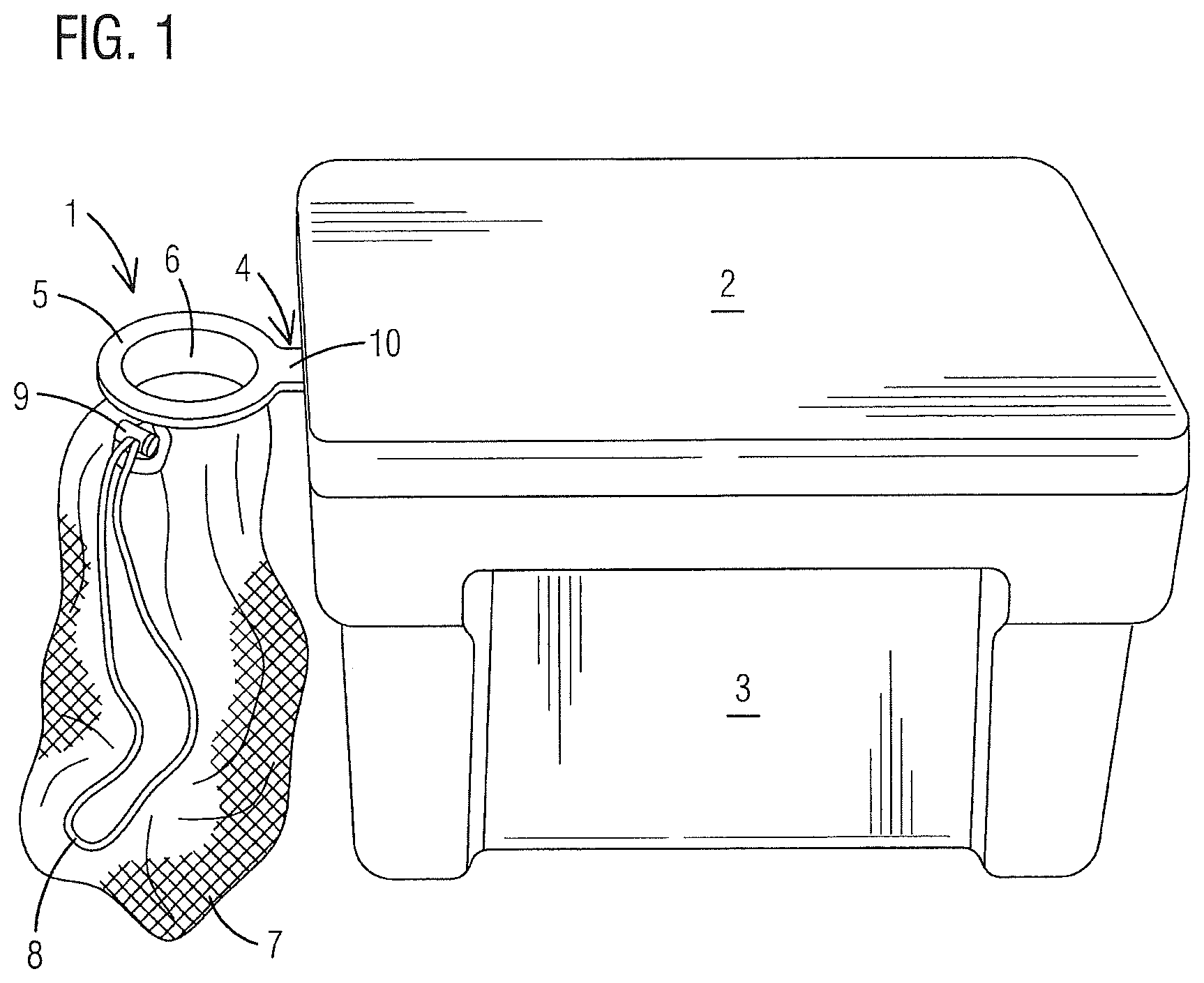 Patent US11793285 — Cooler trash disposal accessory — Figure 1
