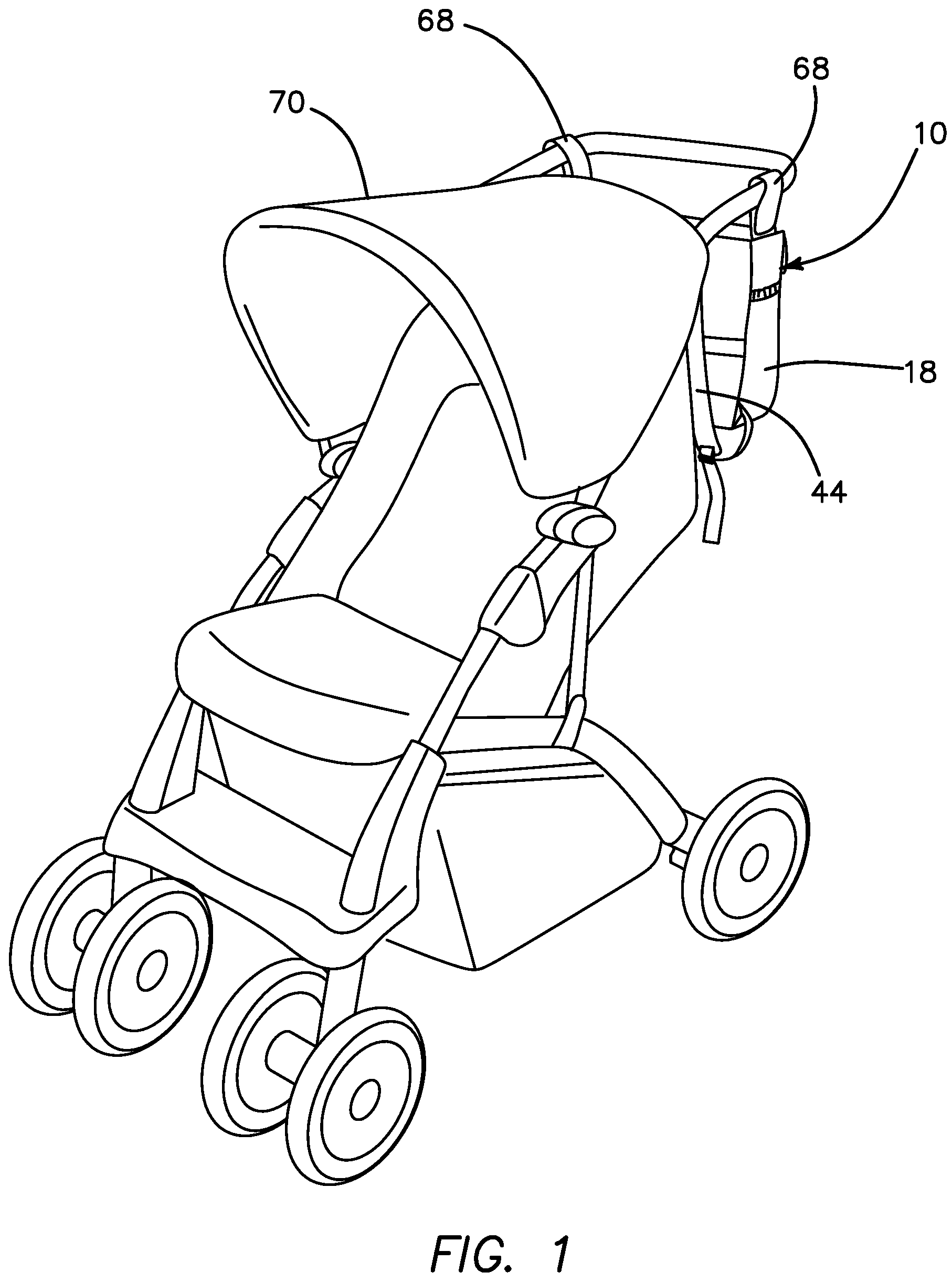 Patent US11793287 — Stroller caddy — Figure 1