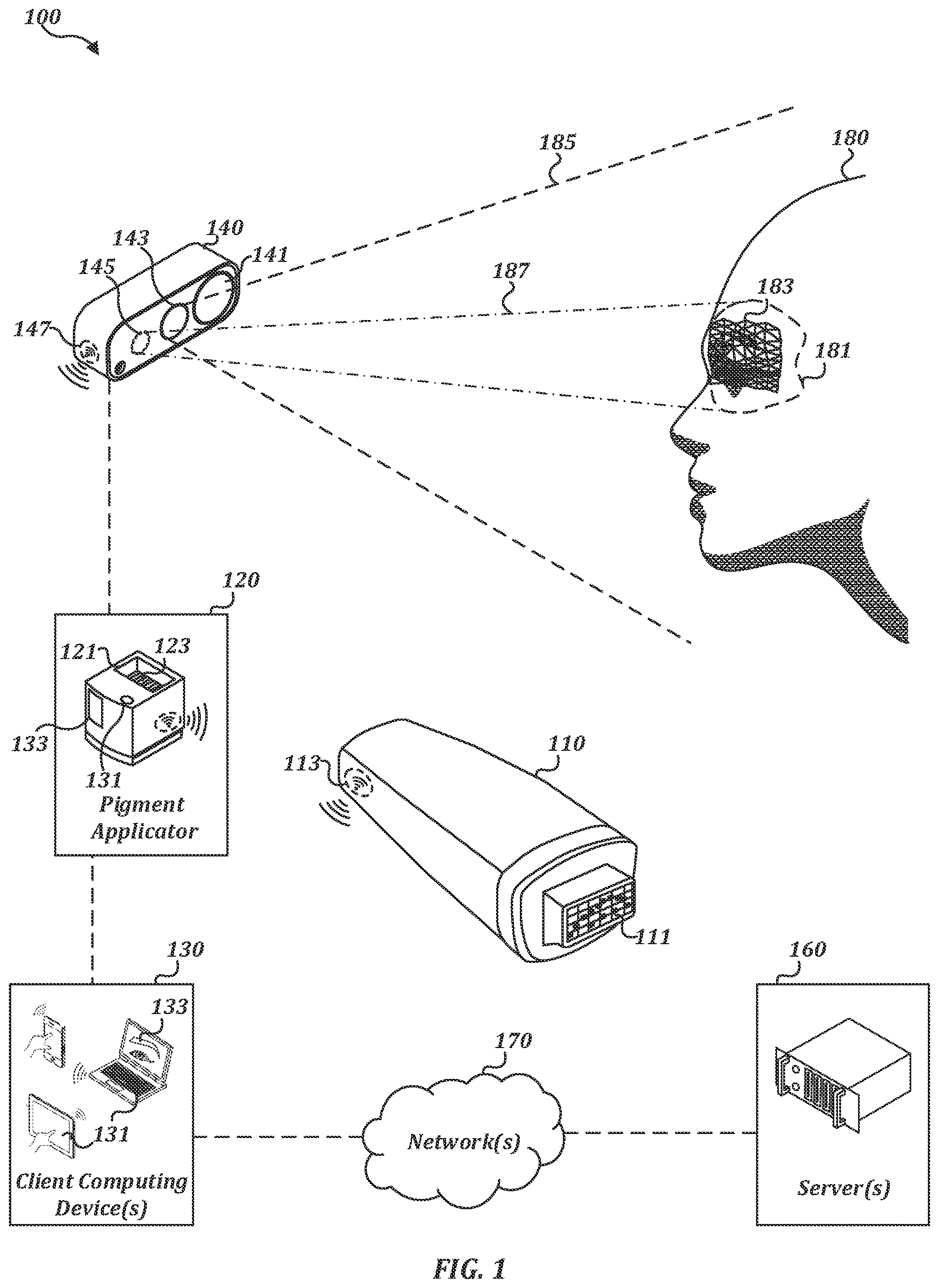 Patent US11793290 — Addressable electroactive polymer arrays for cosmetic design application — Figure 1