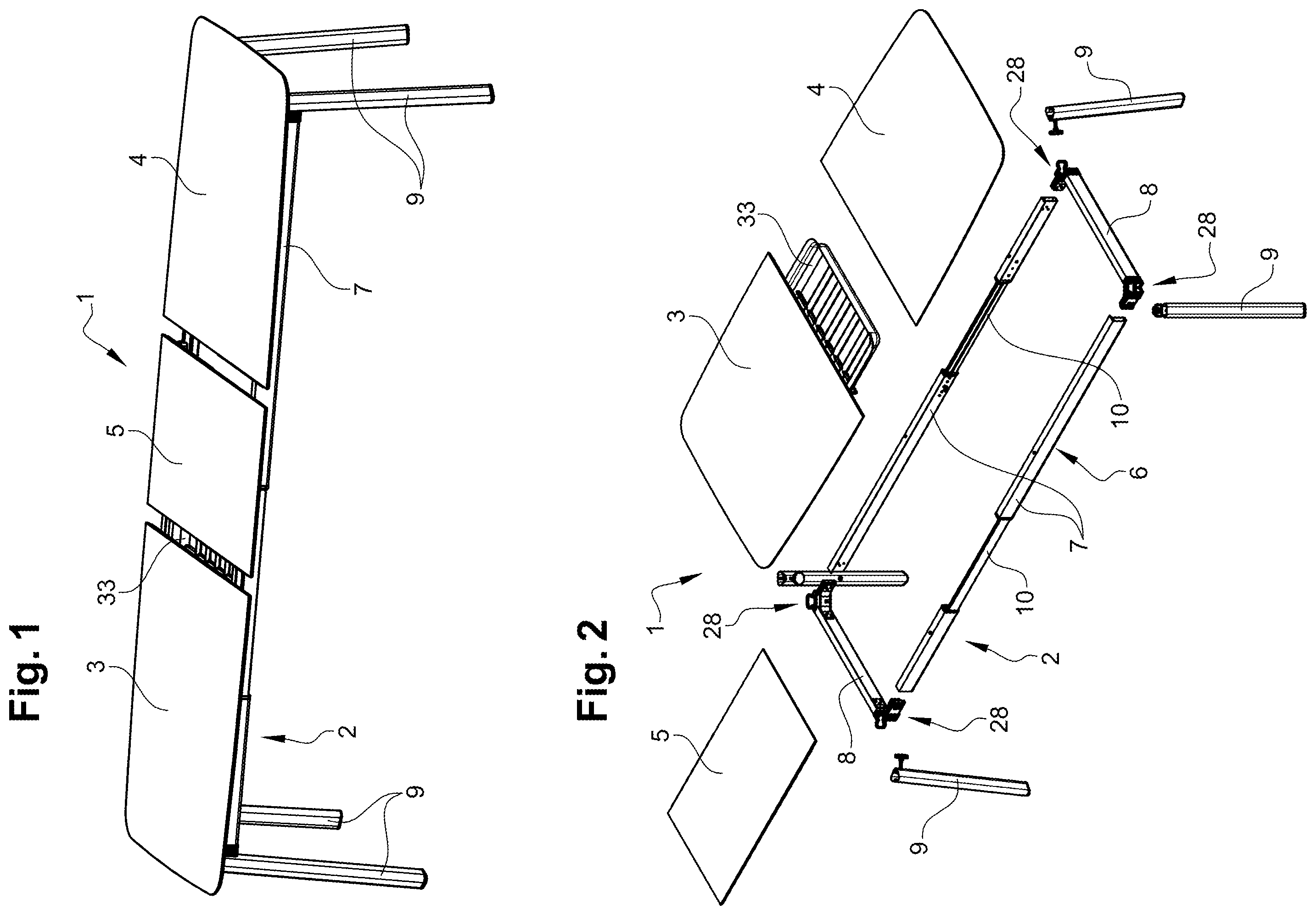 Patent US11793304 — Table with a central extension — Figure 1