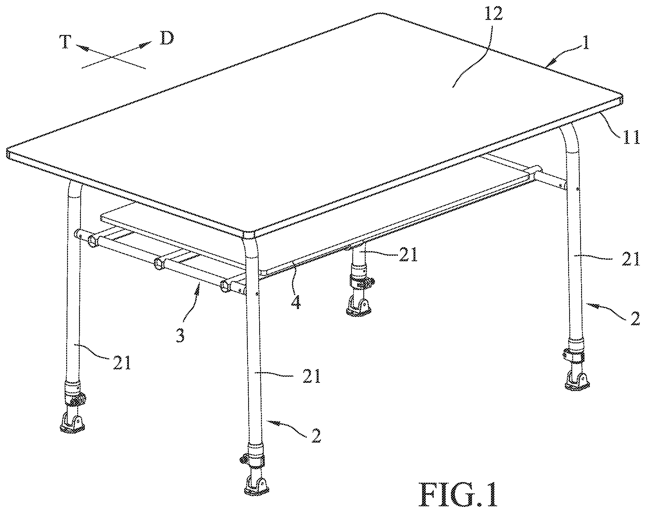 Patent US11793306 Figure 1 – Foldable table