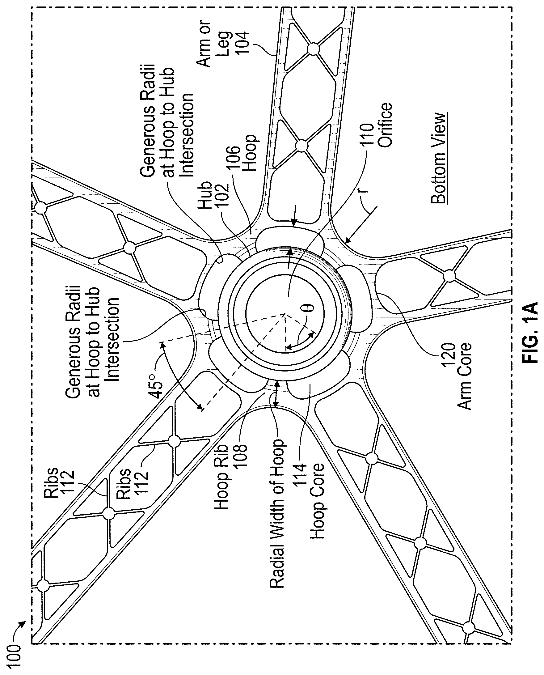Patent US11793310 Figure 1 – Apparatus and methods for the understructure of a chair base
