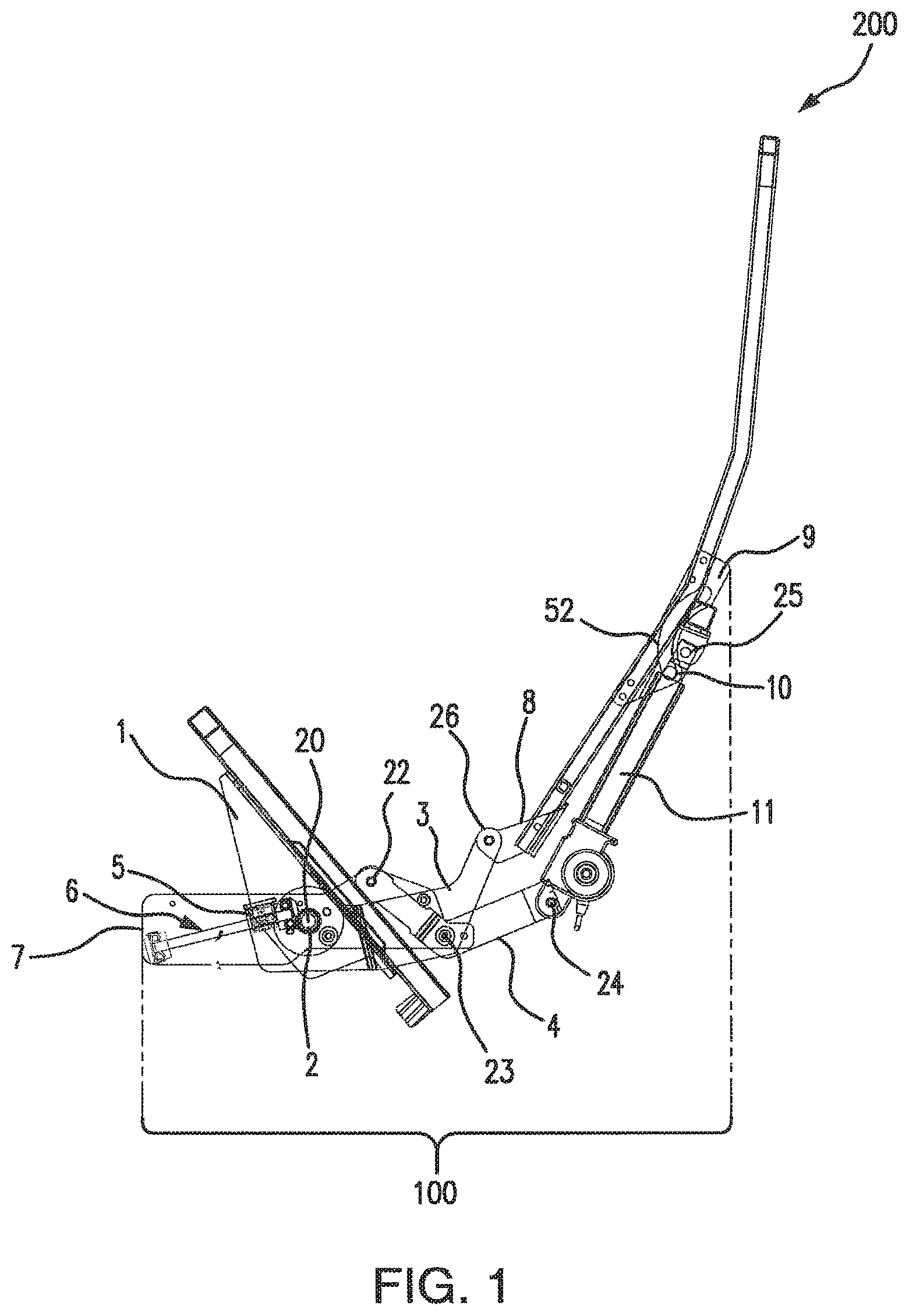 Patent US11793311 — Dual motion sloped floor recline mechanism for a theater seat — Figure 1