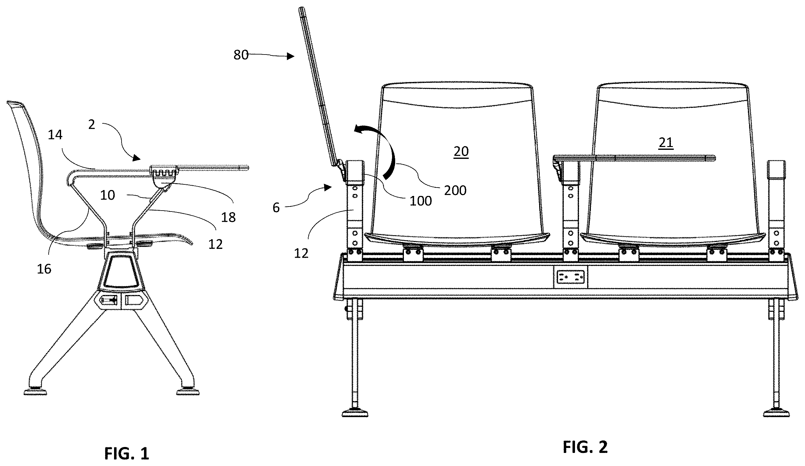Patent US11793315 — Tablet arm with extruded hinge — Figure 1