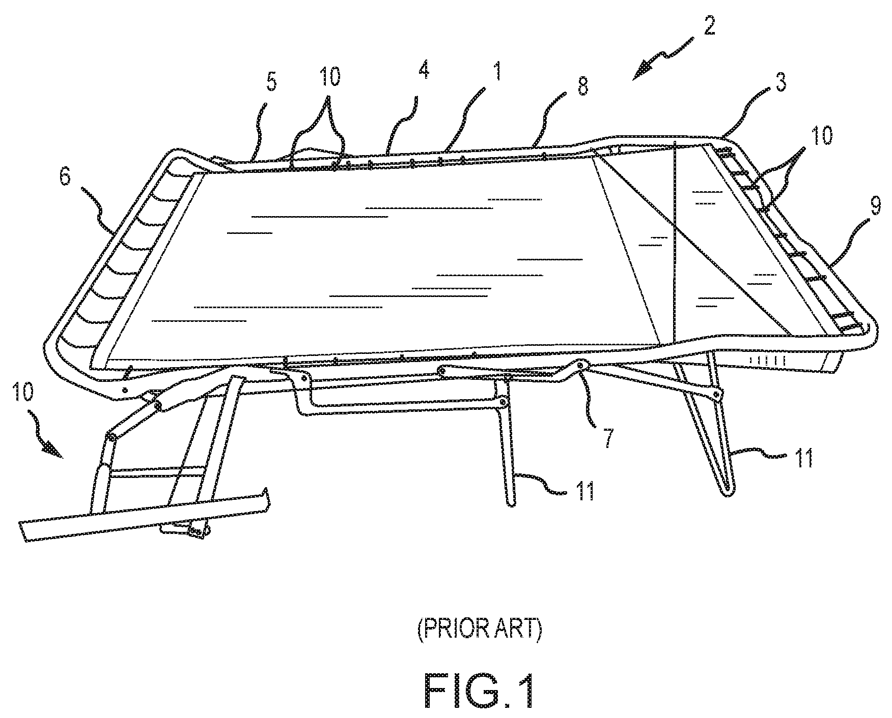 Patent US11793316 Figure 1 – Sleeper sofa with a solid support deck