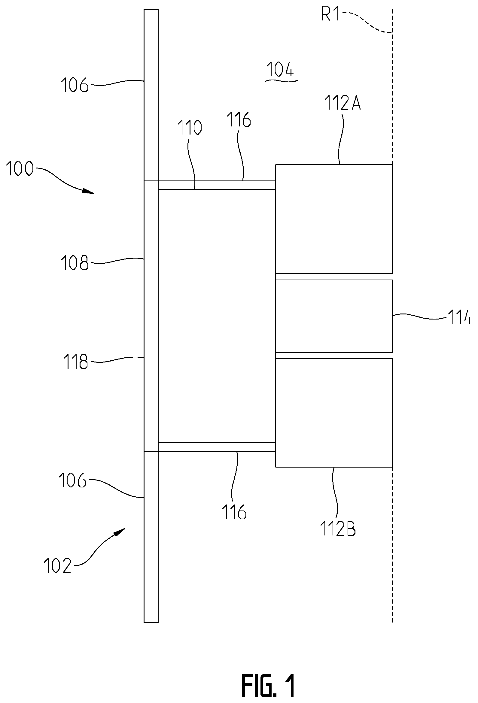 Patent US11793317 — Convertible furniture arrangement for a recreational vehicle — Figure 1