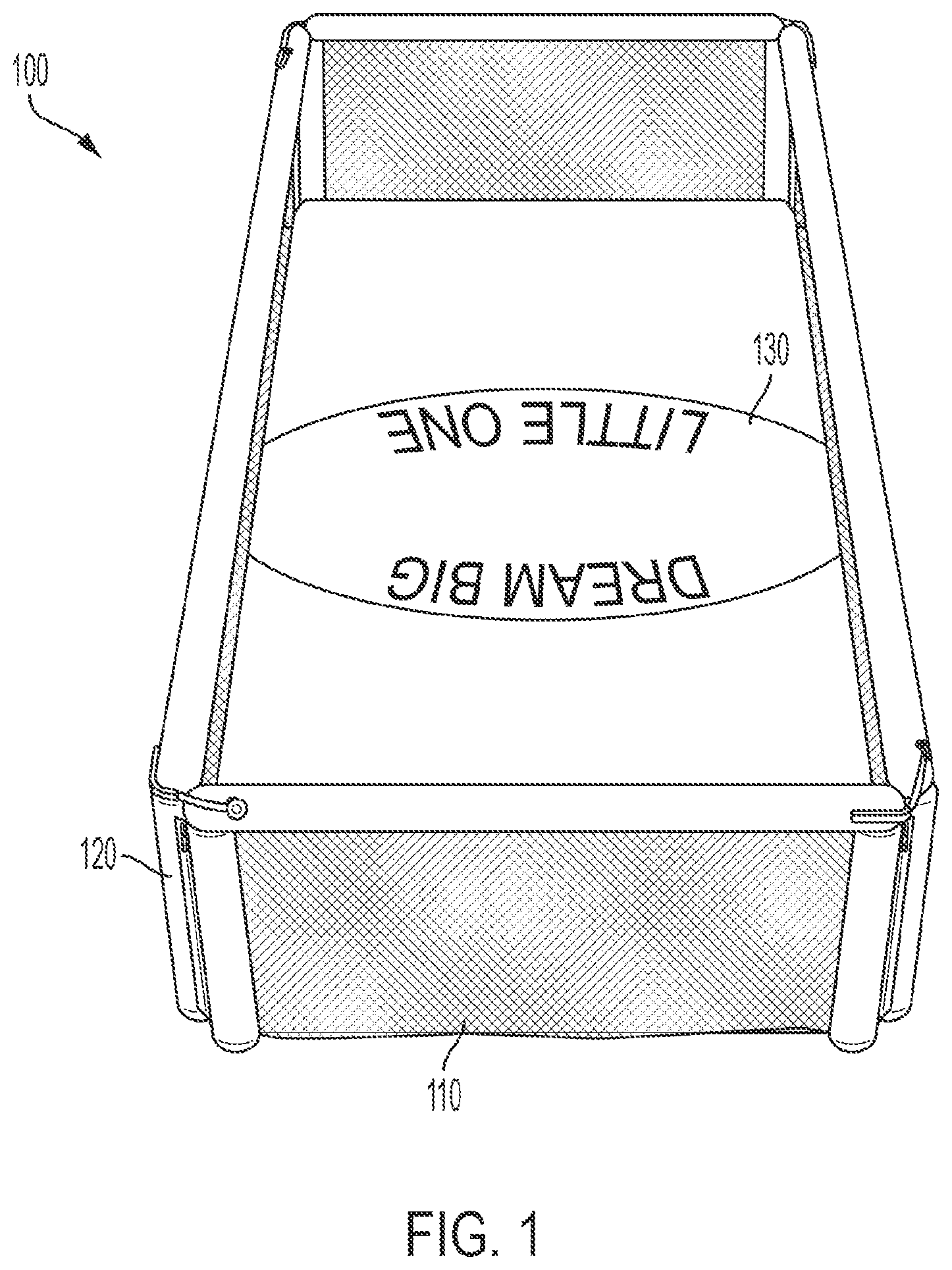 Patent US11793327 — Co-sleeper bassinet with collapsible wall panels — Figure 1