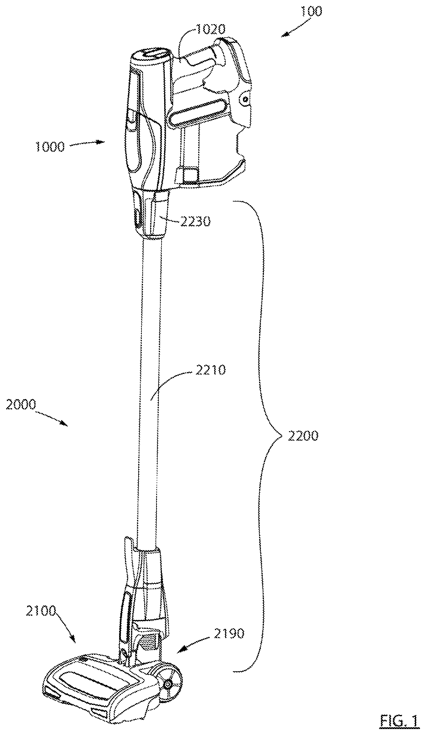 Patent US11793374 — Surface cleaning apparatus with a variable inlet flow area — Figure 1