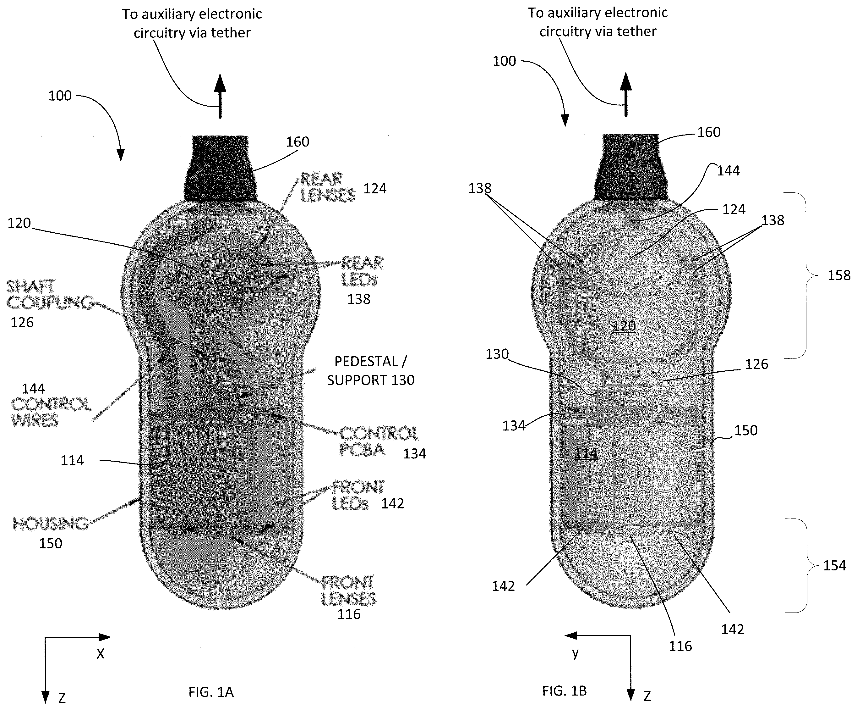 Patent US11793397 — Encapsulated opto-electronic system for co-directional imaging in multiple fields of view — Figure 1