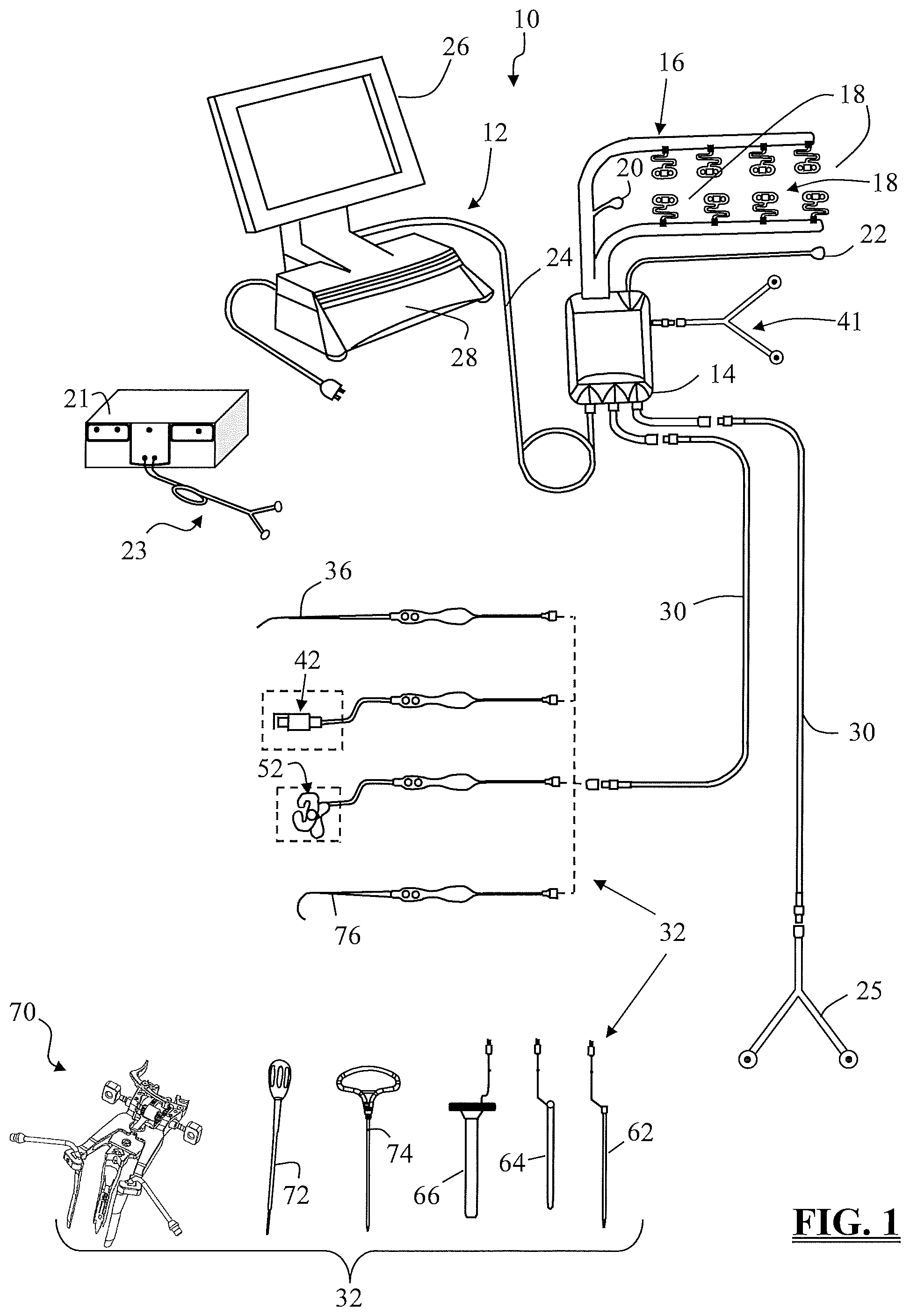Patent US11793447 Figure 1 – System and methods for performing neurophysiologic assessments during spine surgery