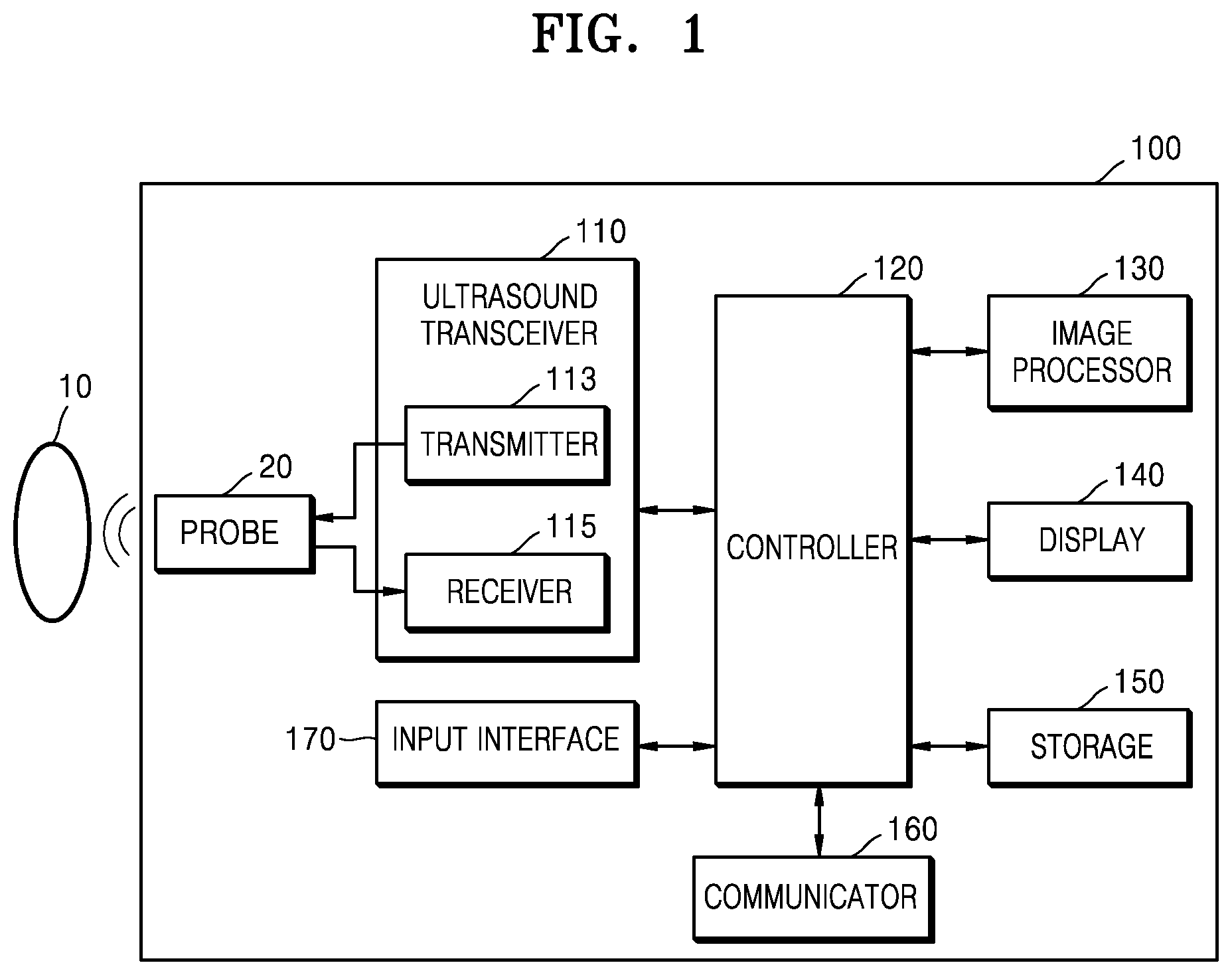 Patent US11793482 — Ultrasound imaging apparatus, method of controlling the same, and computer program product — Figure 1