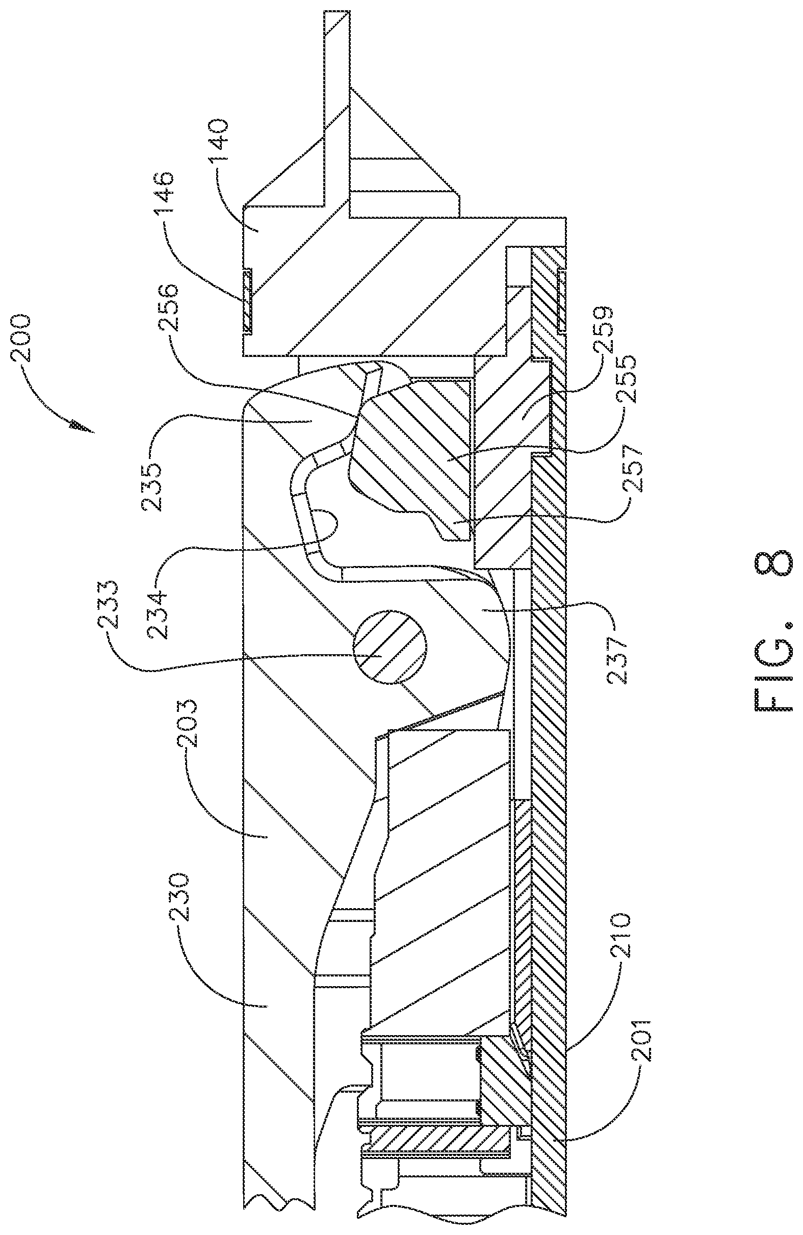 Patent US11793516 Figure 8 – Surgical staple cartridge comprising longitudinal support beam