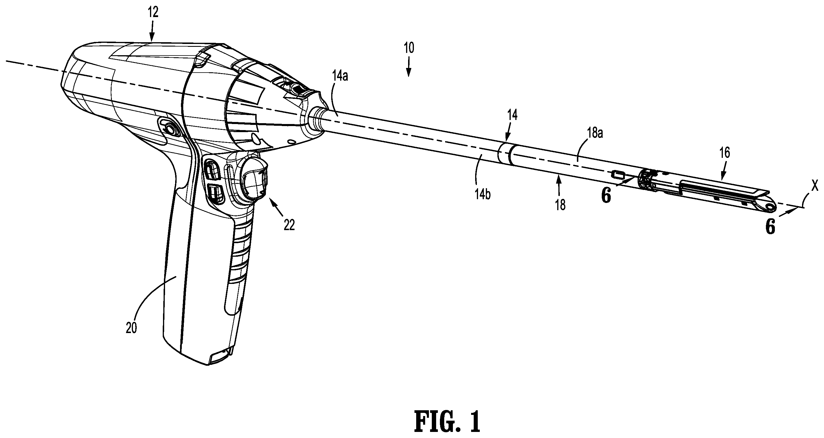 Patent US11793517 — Linear stapling device with vertically movable knife — Figure 1