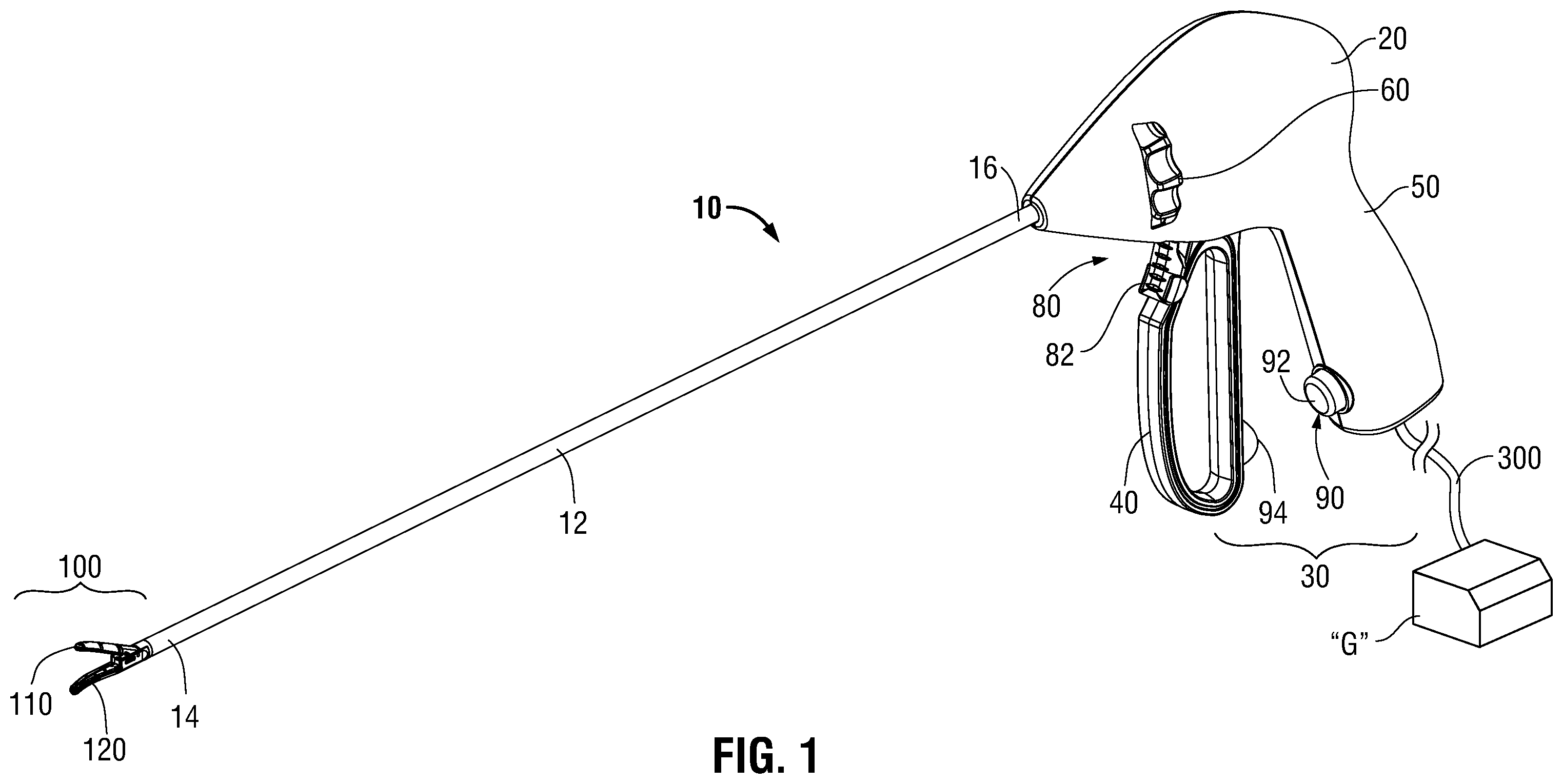 Patent US11793520 Figure 1 – Trigger mechanisms for surgical instruments and surgical instruments including the same
