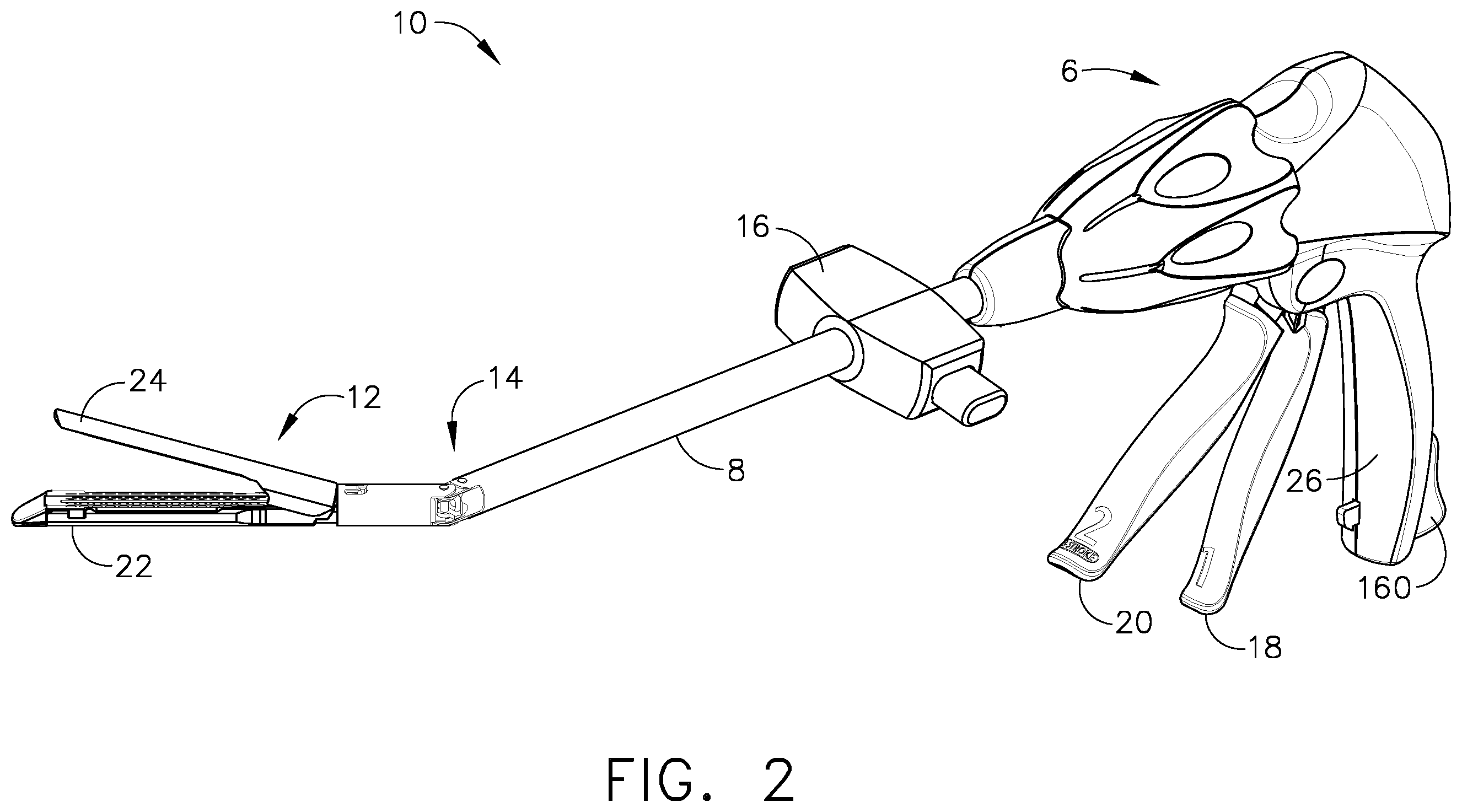 Patent US11793521 Figure 2 – Powered surgical cutting and stapling apparatus with manually retractable firing system