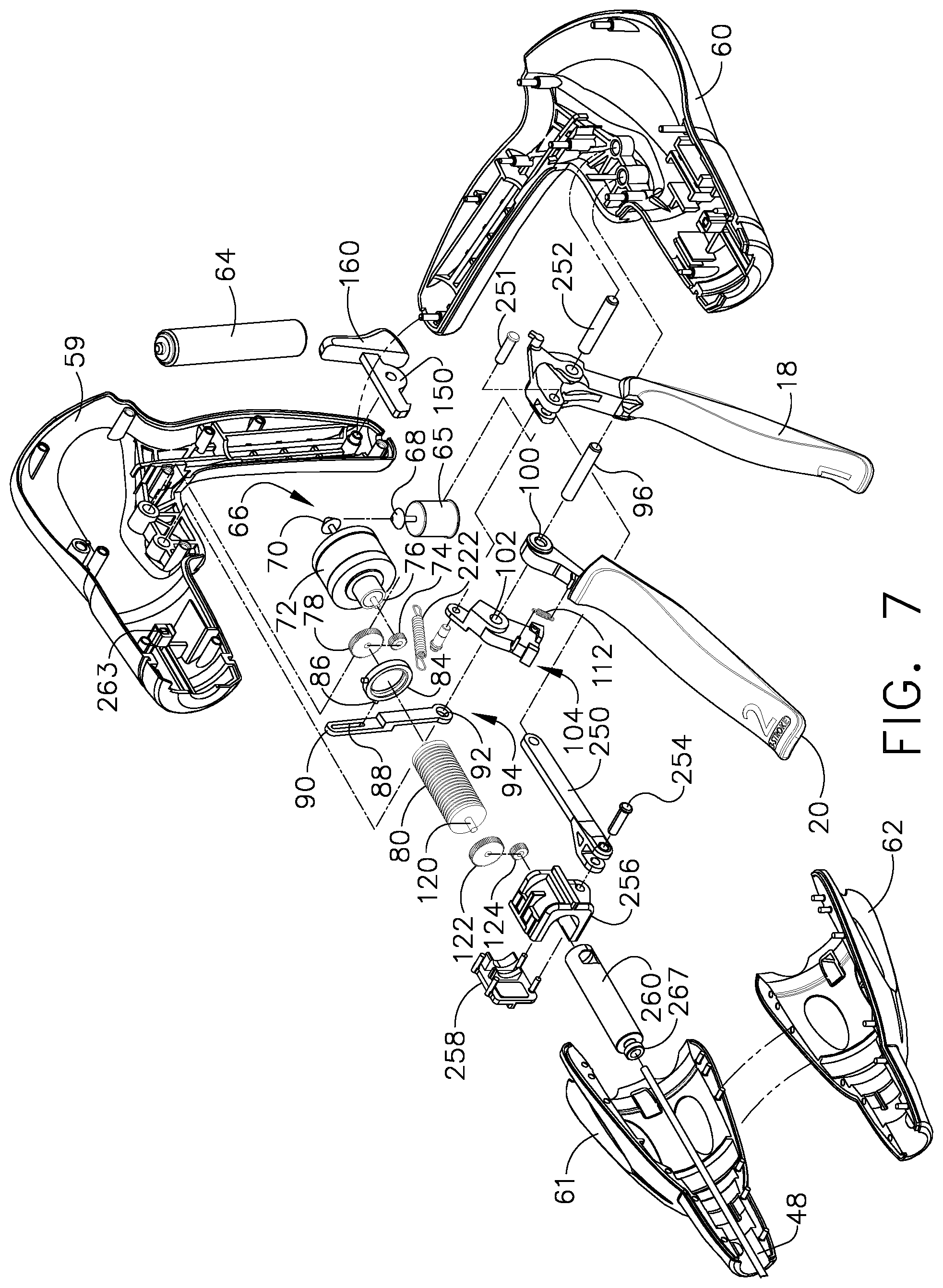 Patent US11793521 Figure 7 – Powered surgical cutting and stapling apparatus with manually retractable firing system