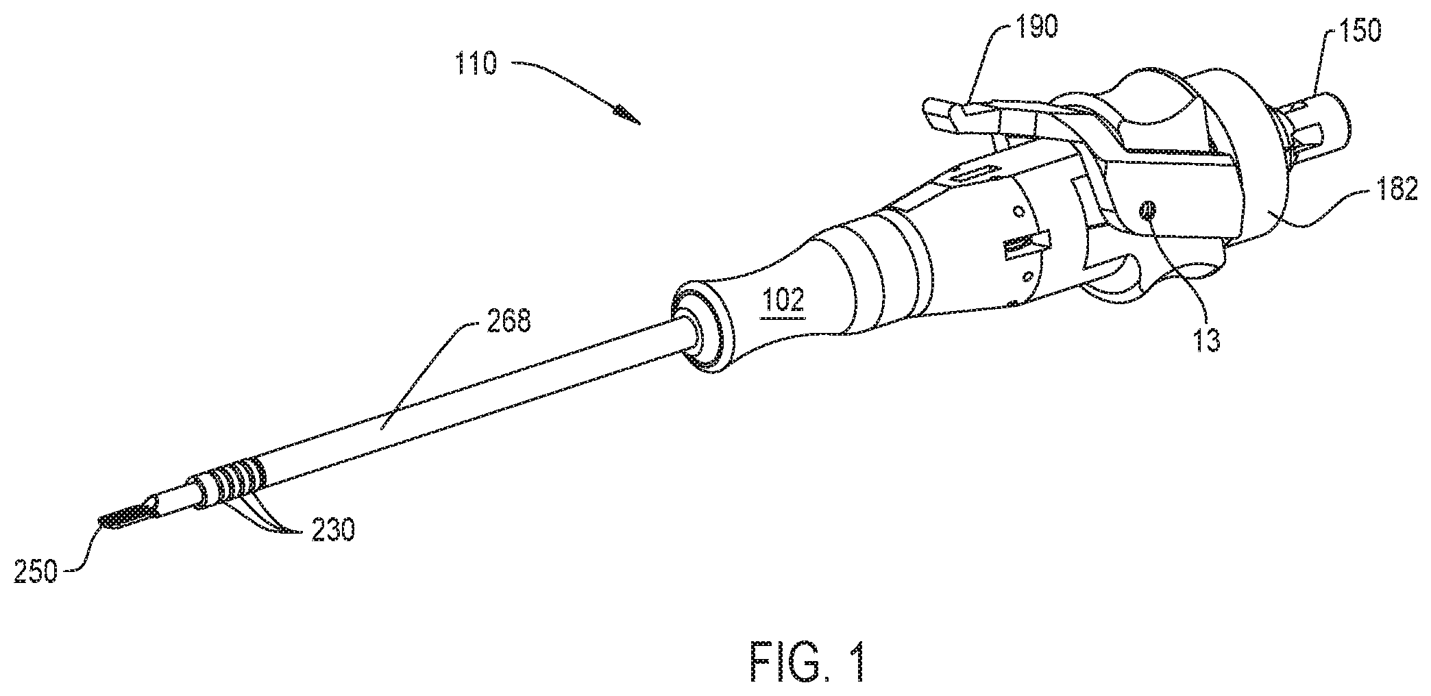 Patent US11793536 Figure 1 – Surgical tool having cables for selectively steering and locking a shaft in a bend