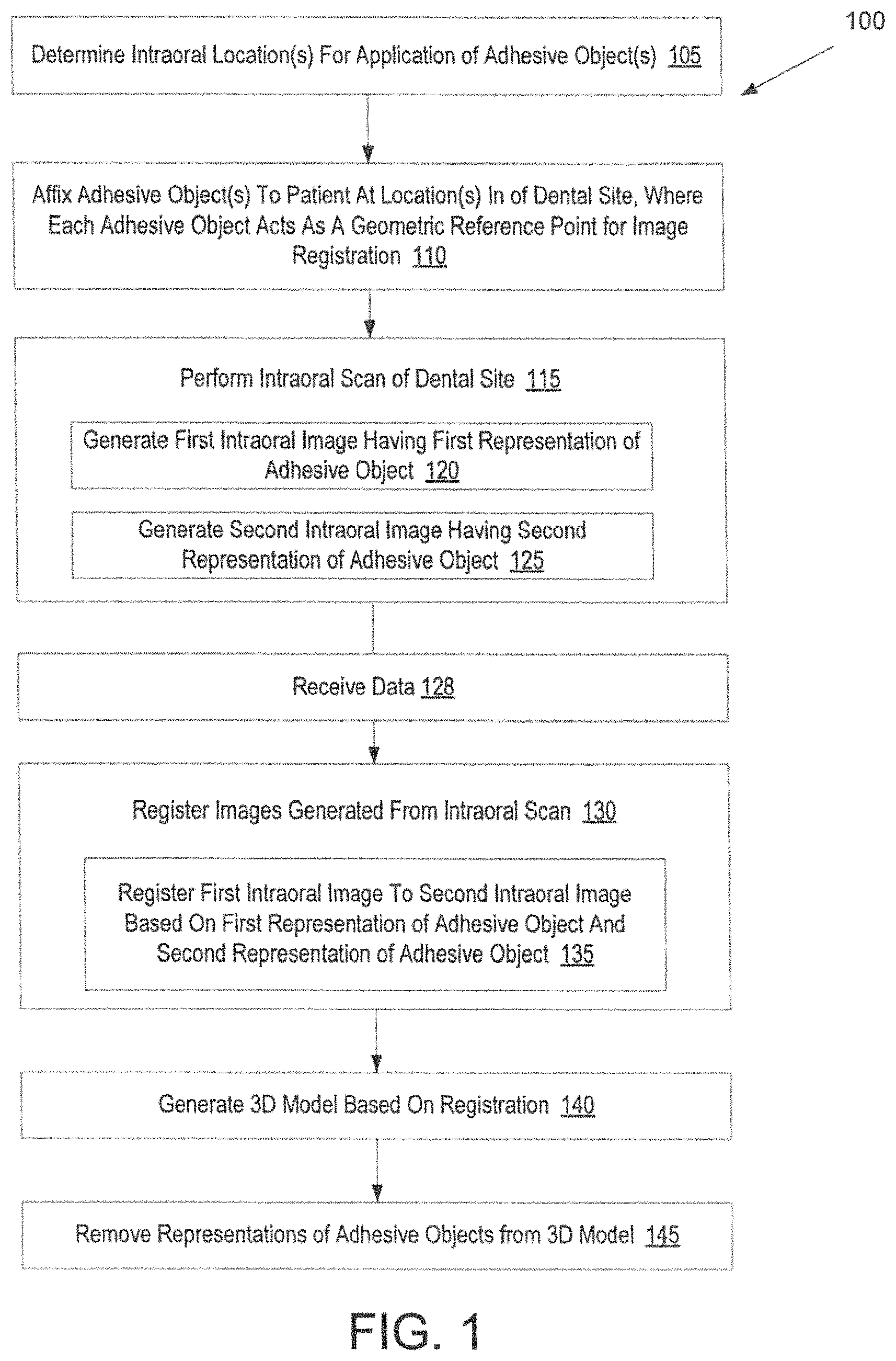 Patent US11793610 — Image registration of intraoral images using non-rigid indicia — Figure 1