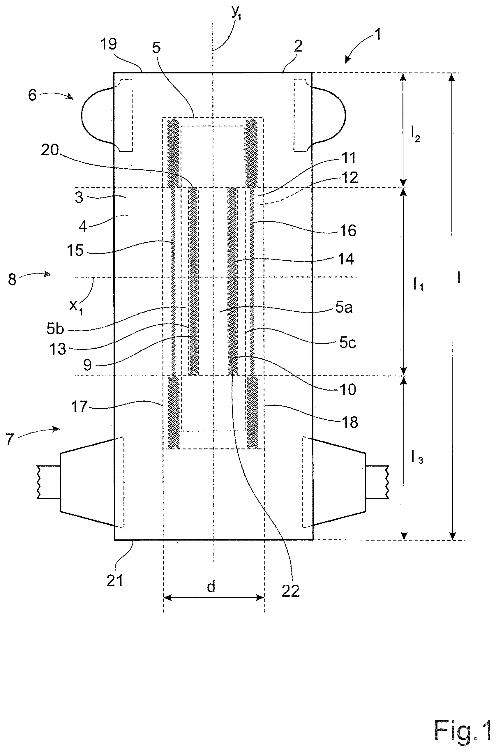 Patent US11793683 — Absorbent article and method for manufacturing an absorbent article — Figure 1