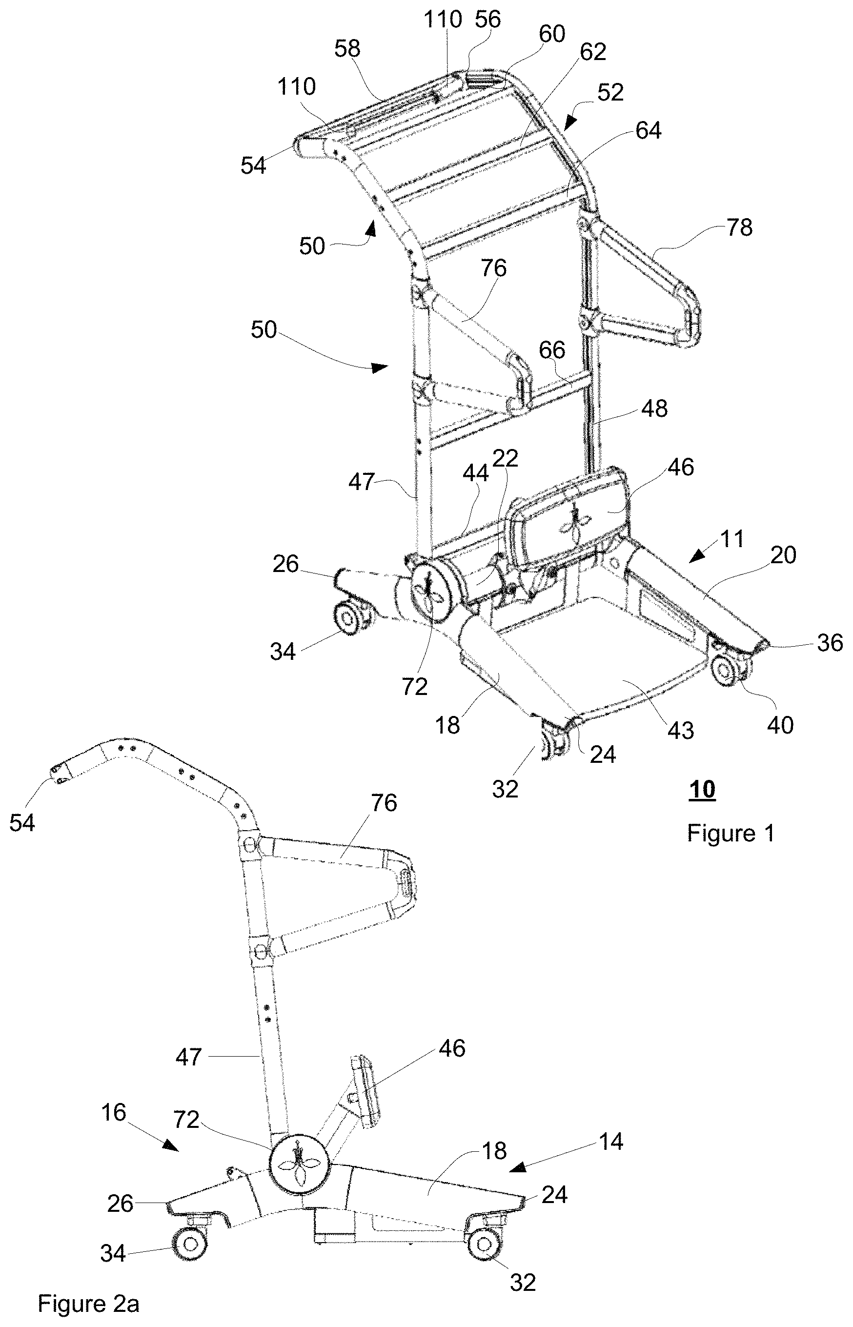 Patent US11793694 — Removably attached seat for a mobility apparatus — Figure 1