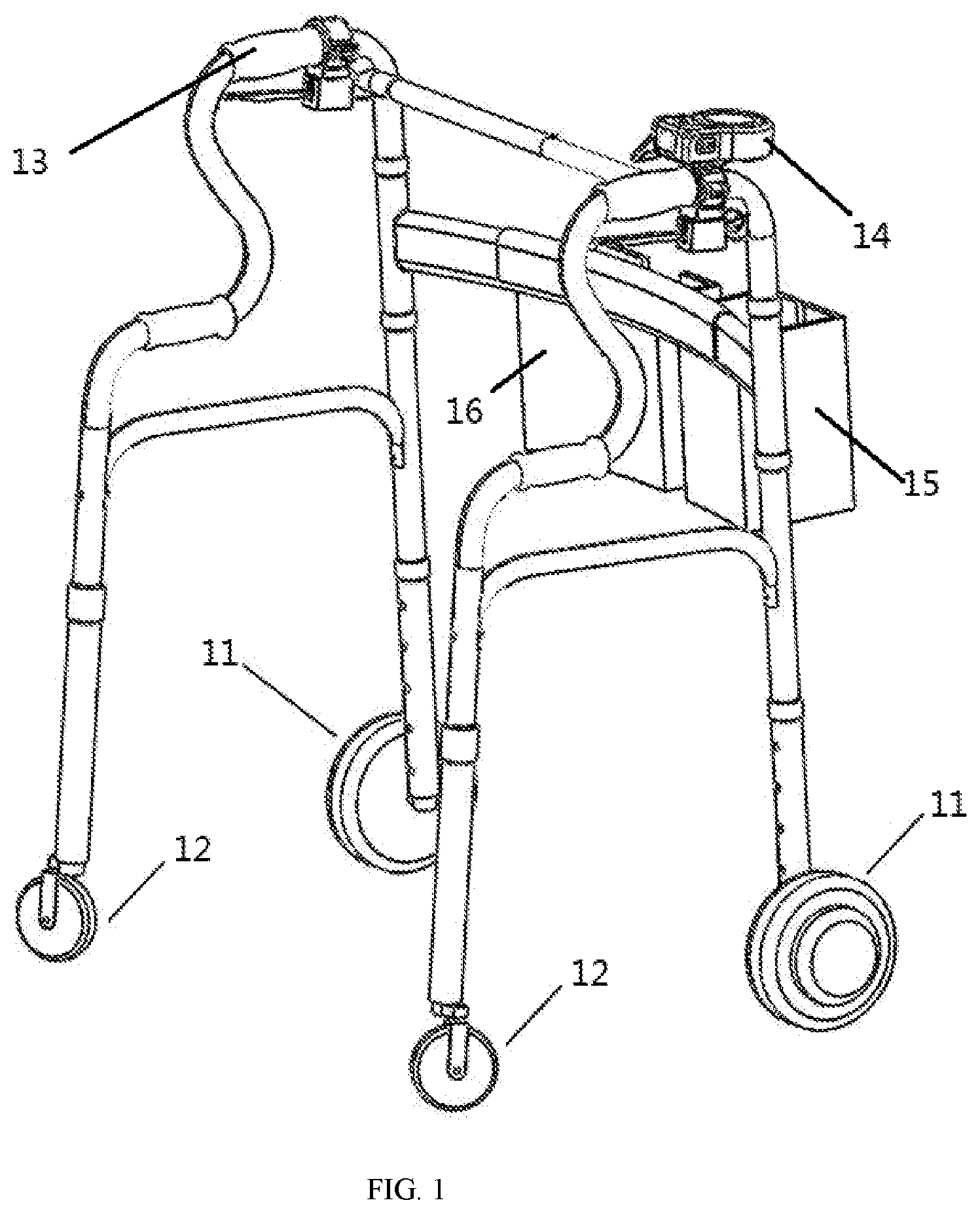 Patent US11793705 — Fall-resistant method of intelligent rollator, intelligent rollator and controller thereof — Figure 1