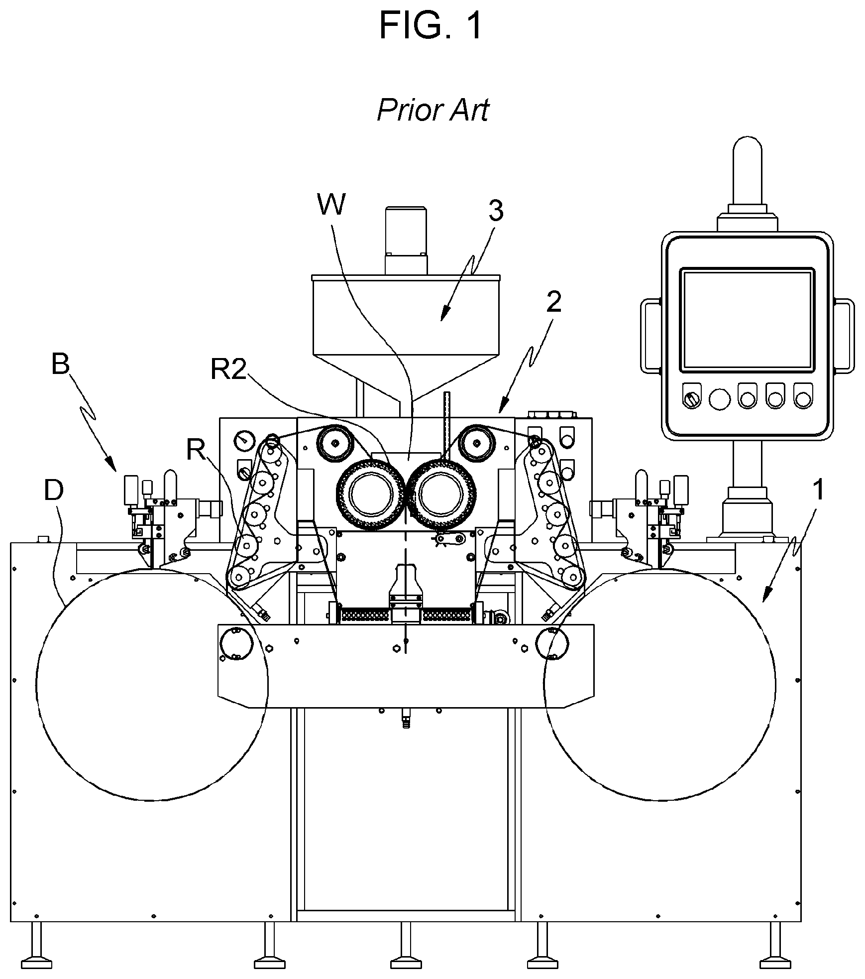 Patent US11793724 — Gelatin supply device for softgel encapsulation machine — Figure 1