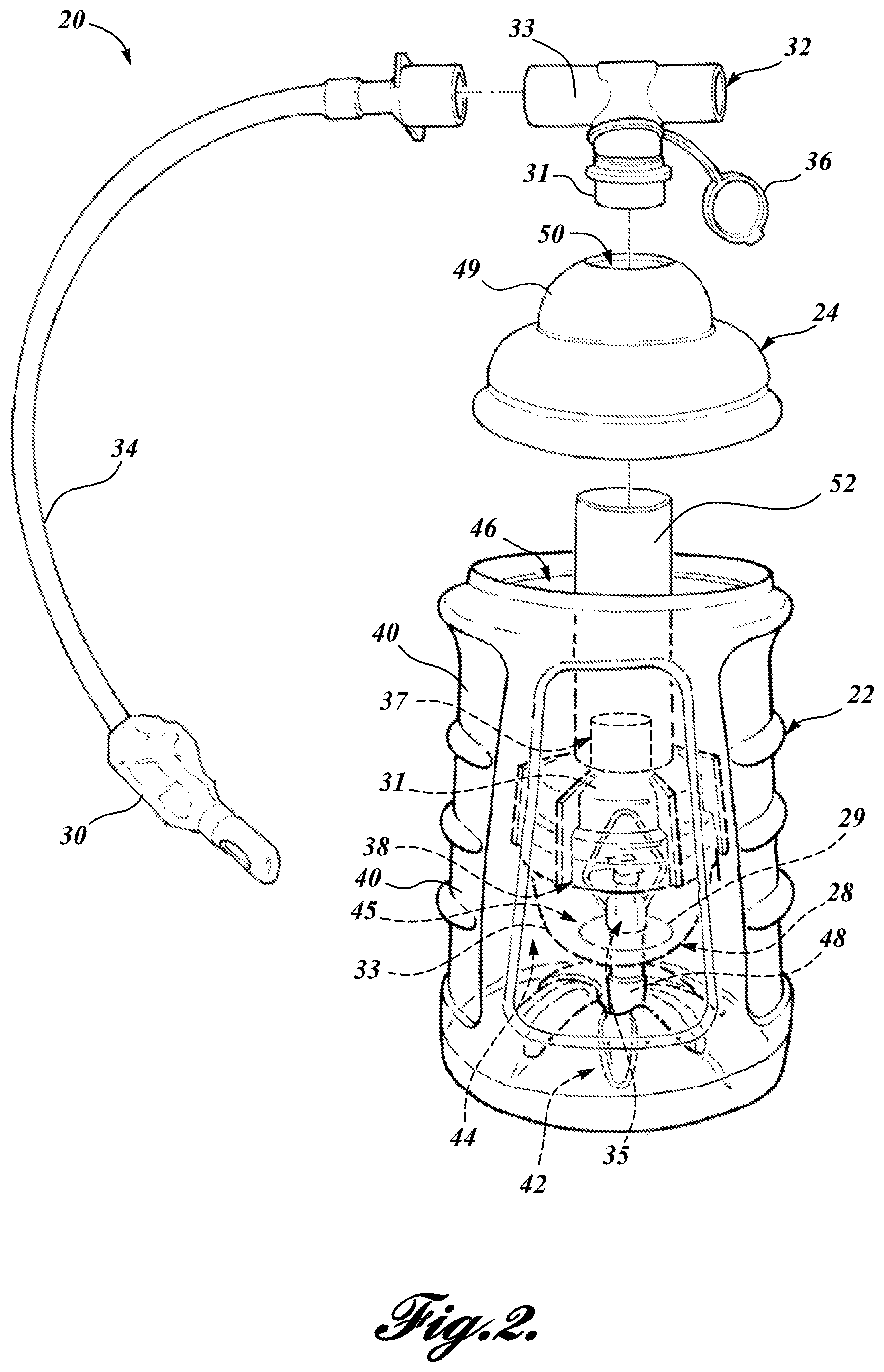 Patent US11793967 Figure 2 – Thermal material nebulizing system with animal mask