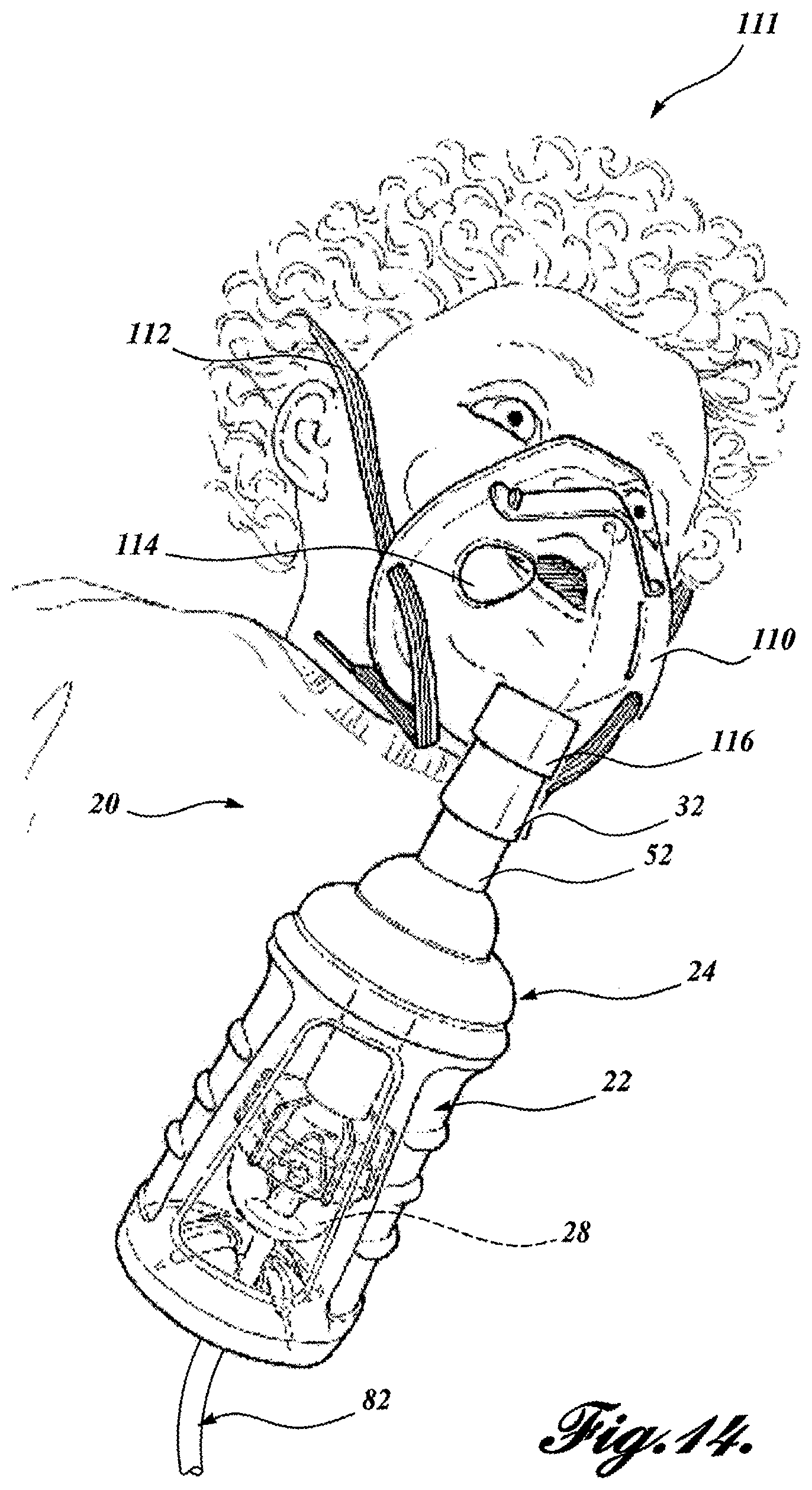 Patent US11793967 Figure 14 – Thermal material nebulizing system with animal mask