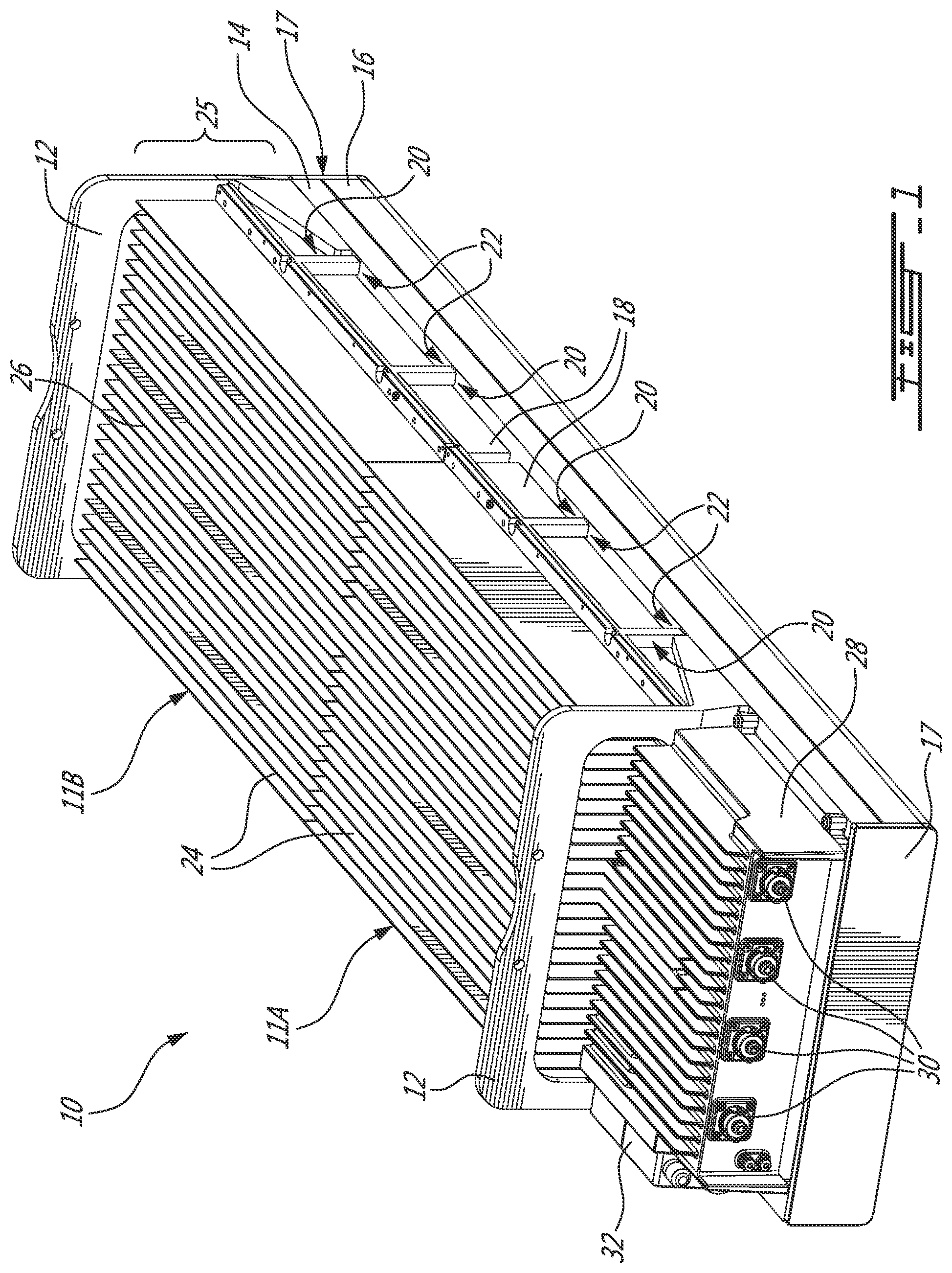 Patent US11799200 — Radio assembly with modularized radios and interconnects — Figure 1
