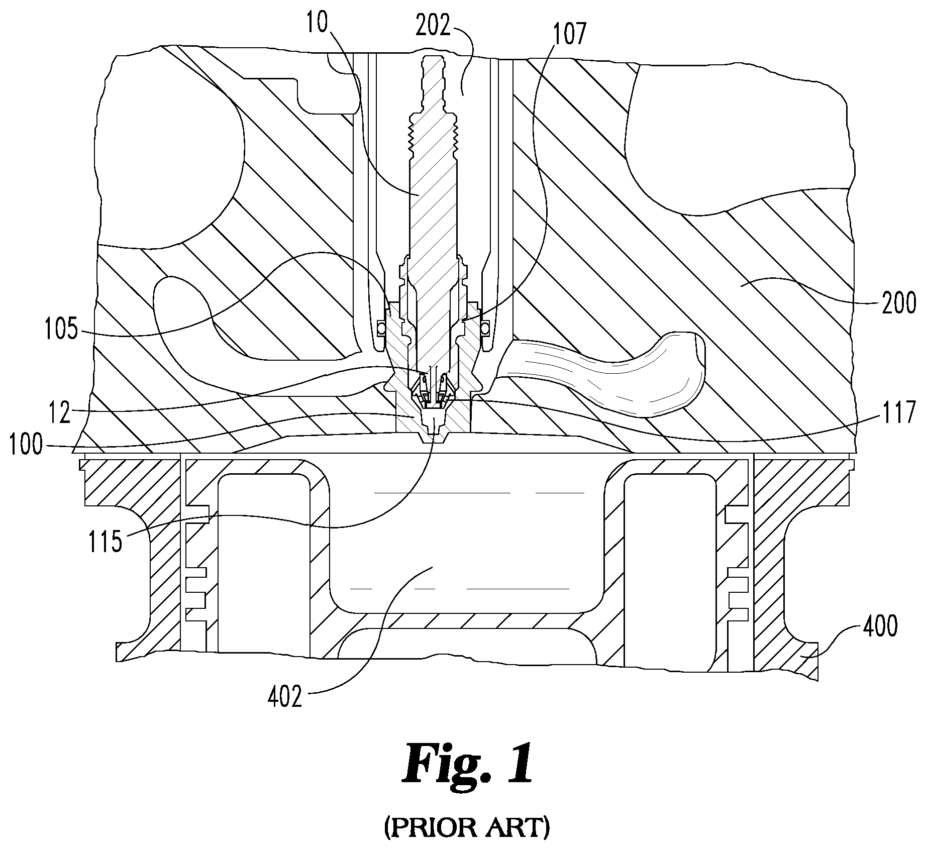 Patent US11799271 Figure 1 – Spark plug configurations with electrode to direct charge flow for a combustion pre-chamber of an internal combustion engine