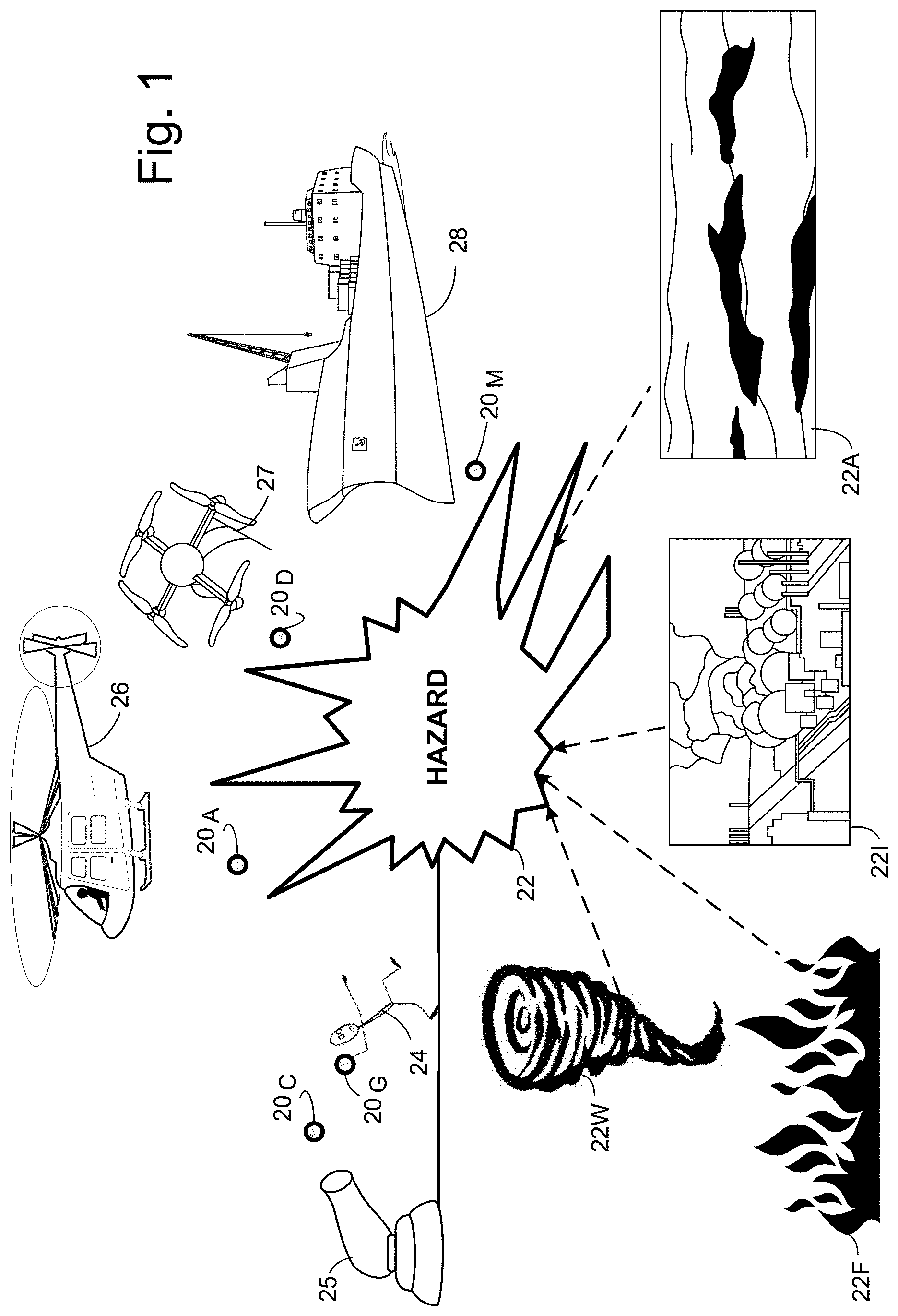 Patent US11799519 Figure 1 – Disaster response system and method