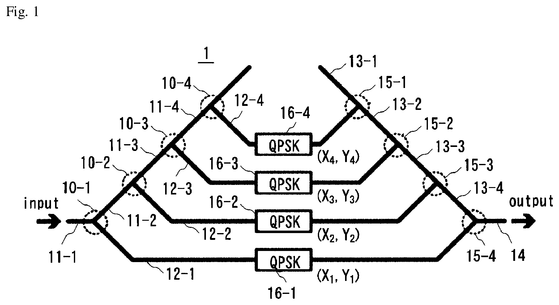 Patent US11799559 — Optical IQ modulator — Figure 1