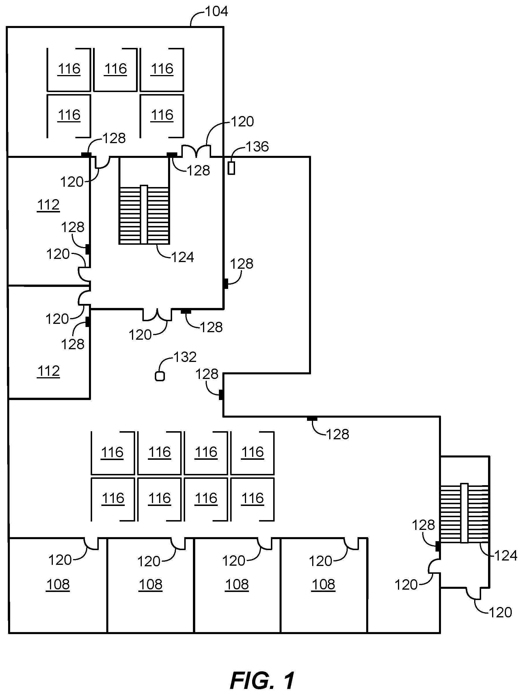 Patent US11805591 — Emergency lighting system with integrated testing and reporting functionality — Figure 1