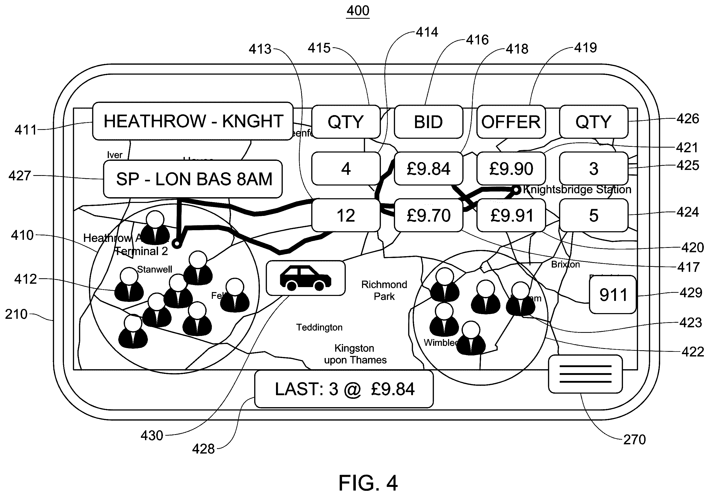 Patent US11810023 Figure 4 – System and method for a transportation or freight capacity exchange for one or more transportation or freight capacity units