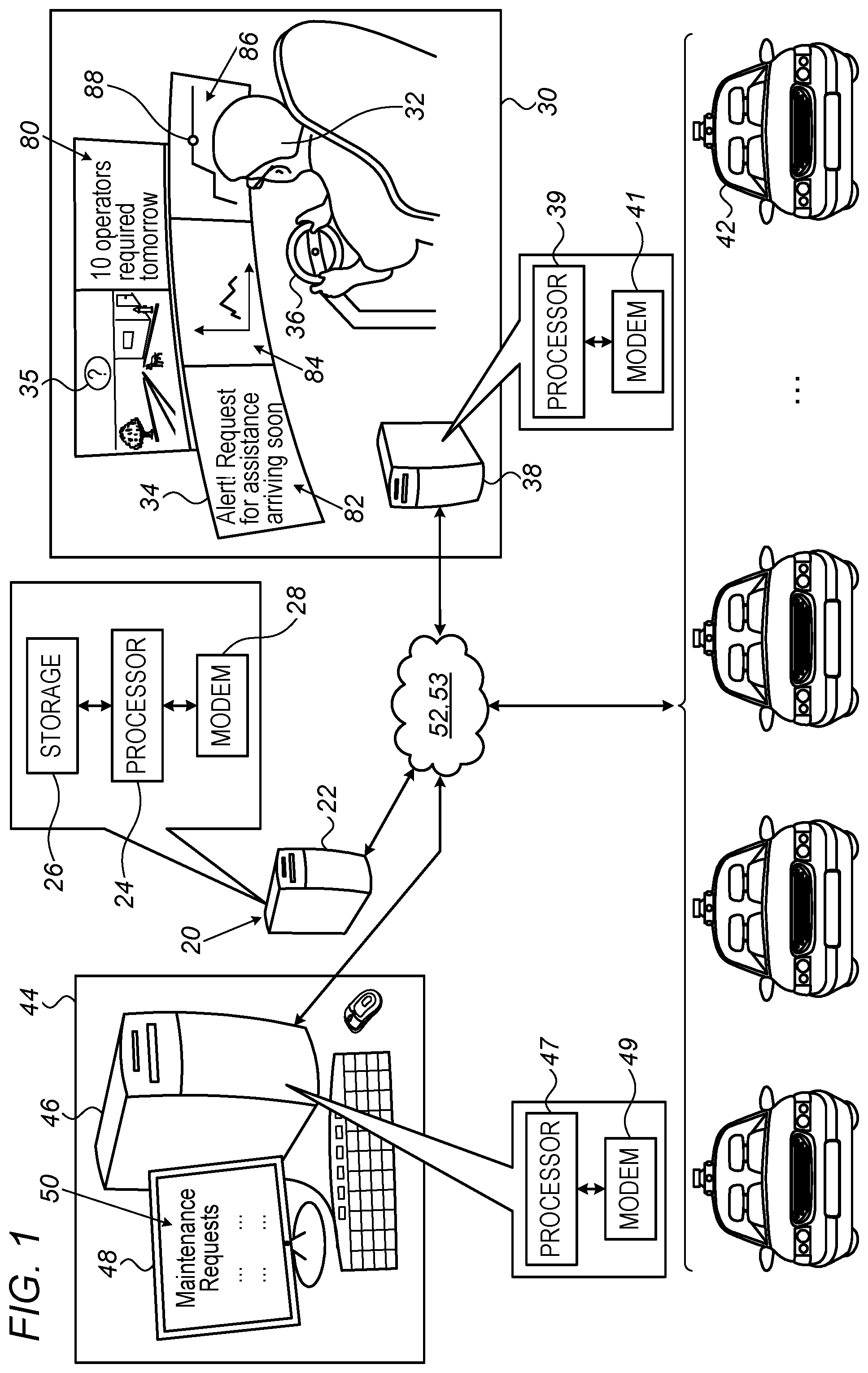 Patent US11810075 — Servicing of autonomous vehicles — Figure 1