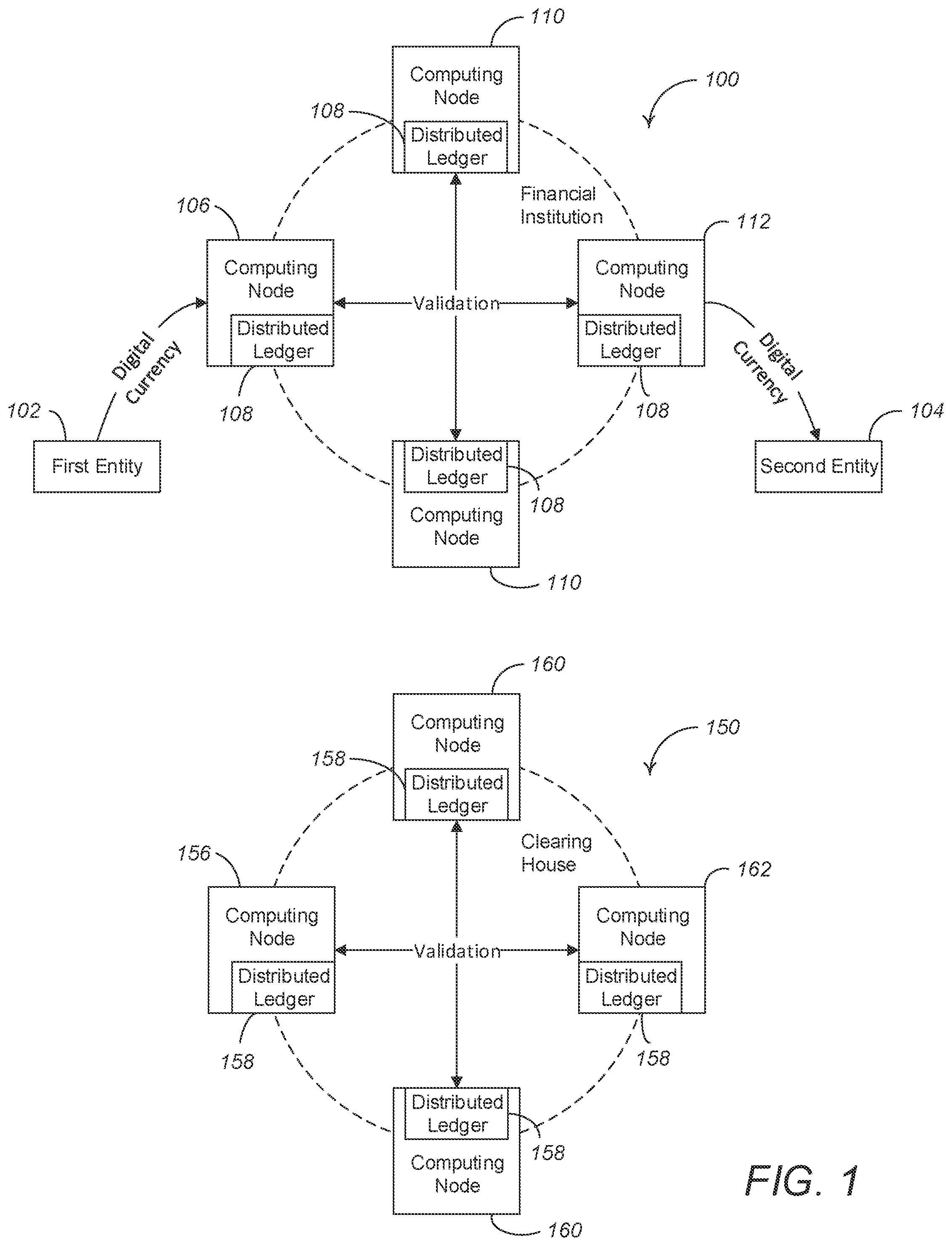 Patent US11810106 — Systems and methods for facilitating transactions using a digital currency — Figure 1