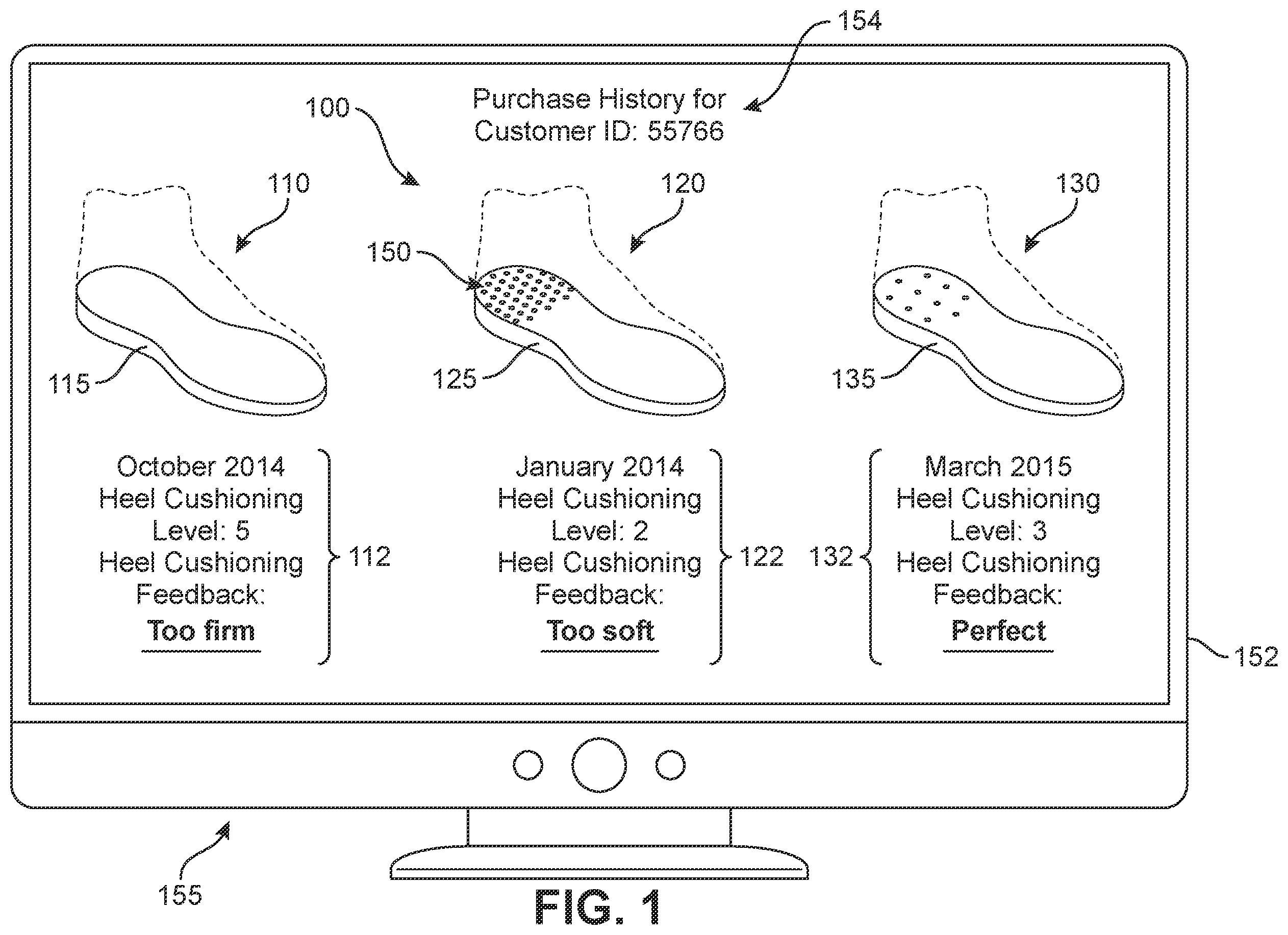 Patent US11810172 — System for customizing heel cushioning in articles of footwear — Figure 1