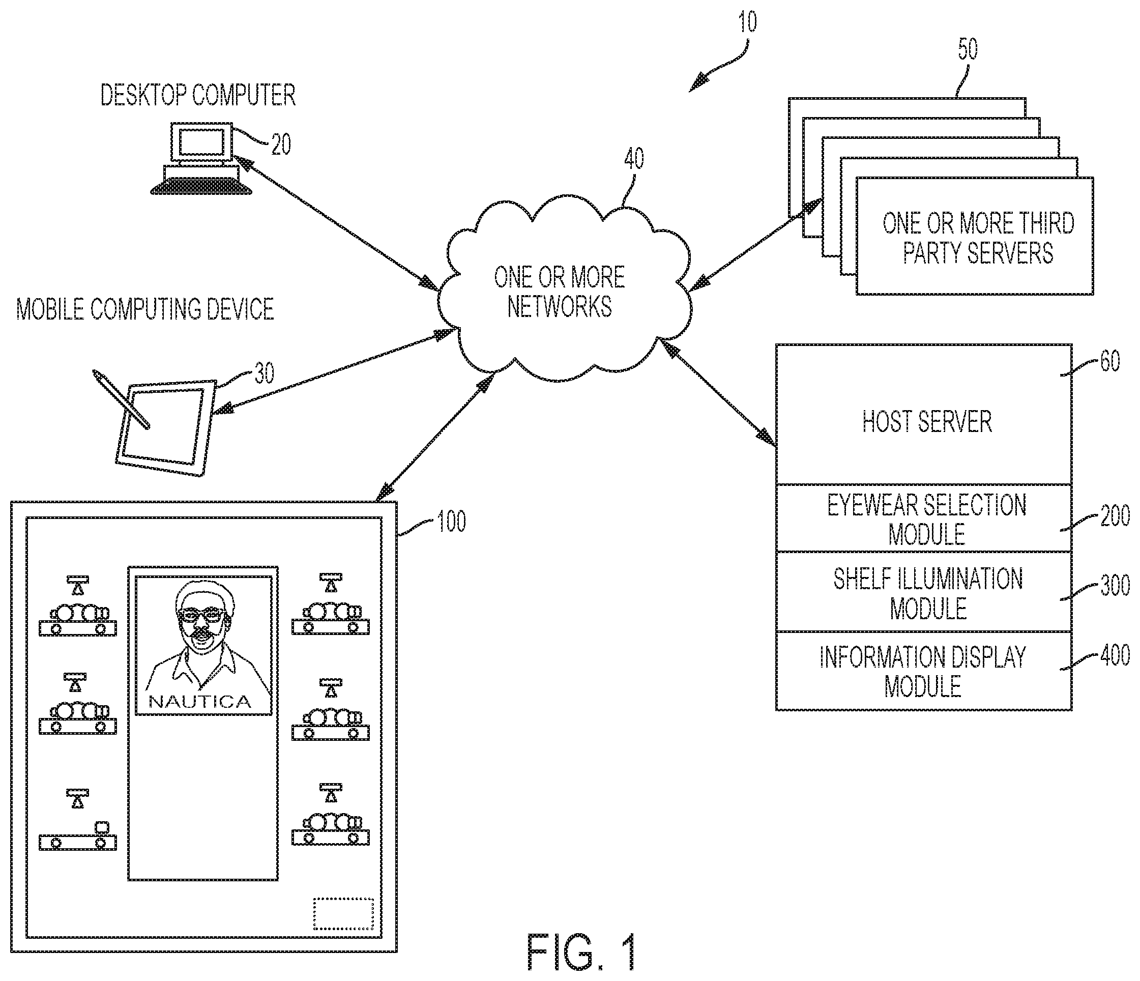 Patent US11810181 — Computerized interactive eyewear display board system — Figure 1