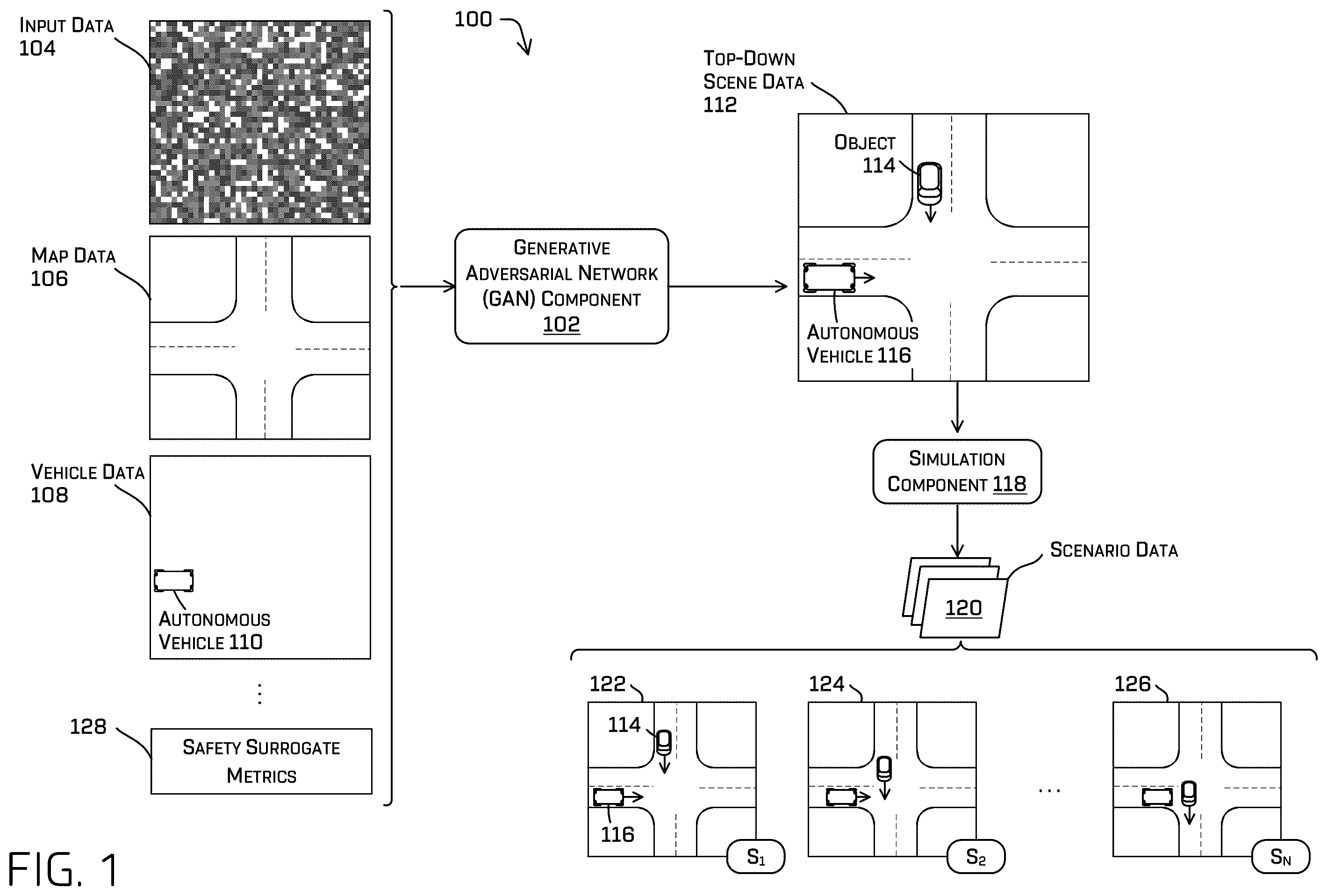Patent US11810225 — Top-down scene generation — Figure 1