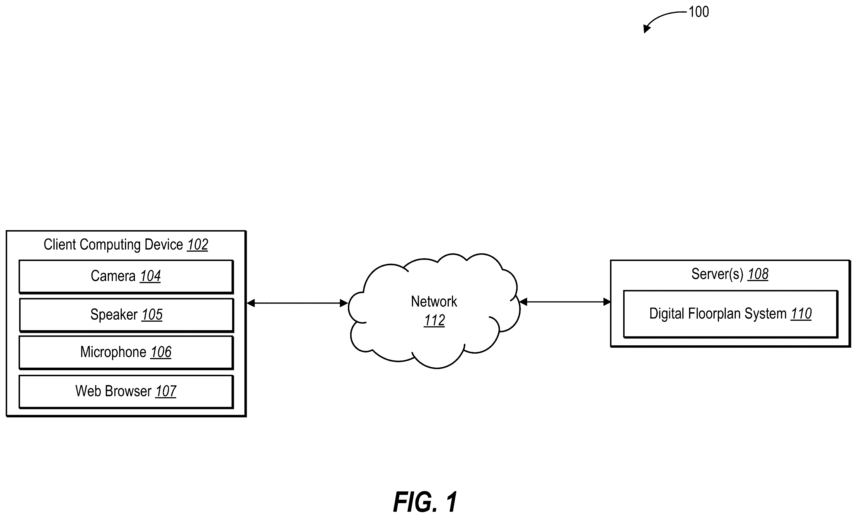 Patent US11810354 — Generating digital floorplans from sparse digital video utilizing an audio-visual floorplan reconstruction machine learning model — Figure 1
