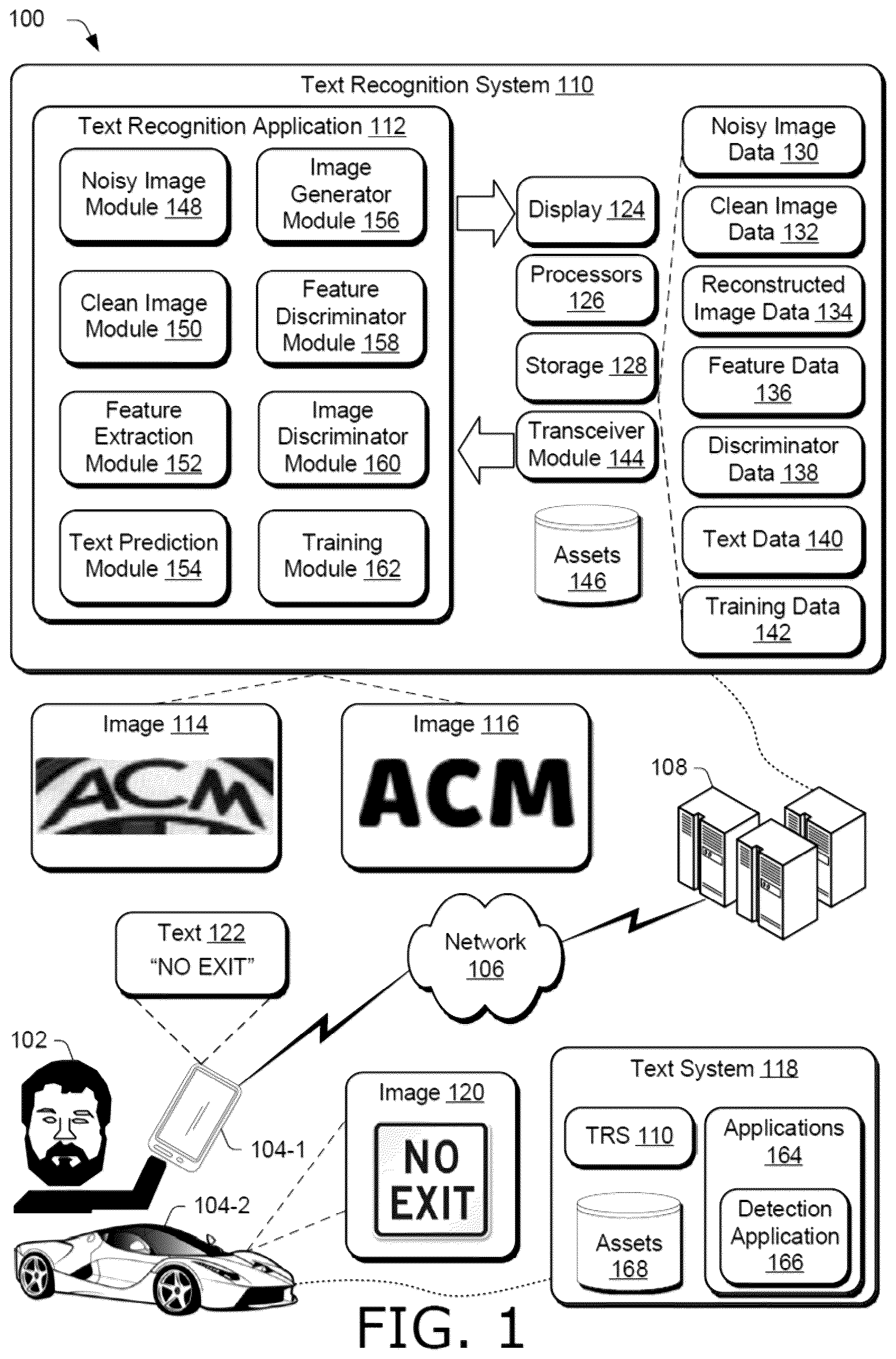 Patent US11810374 — Training text recognition systems — Figure 1