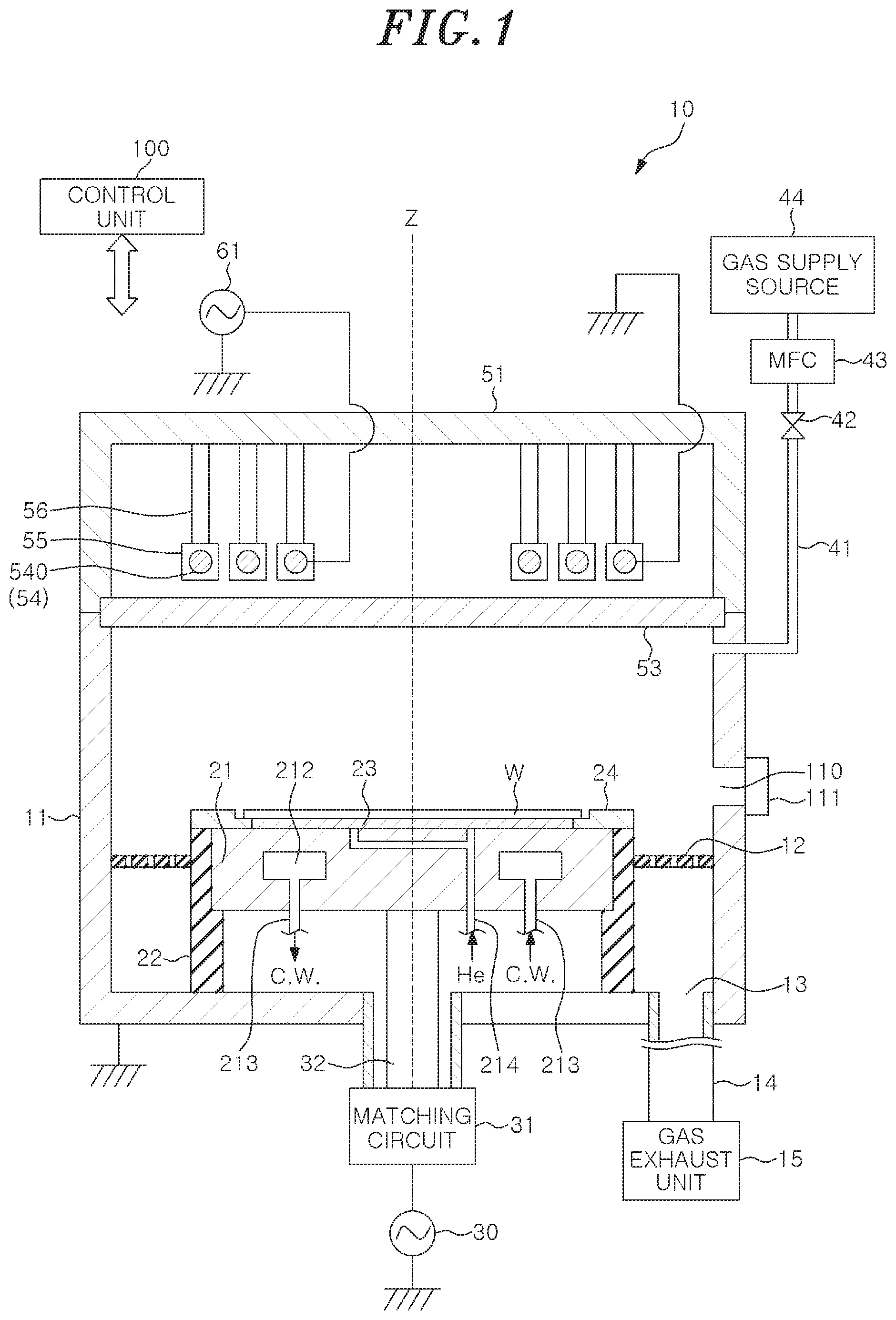 Patent US11810758 — Plasma processing apparatus — Figure 1